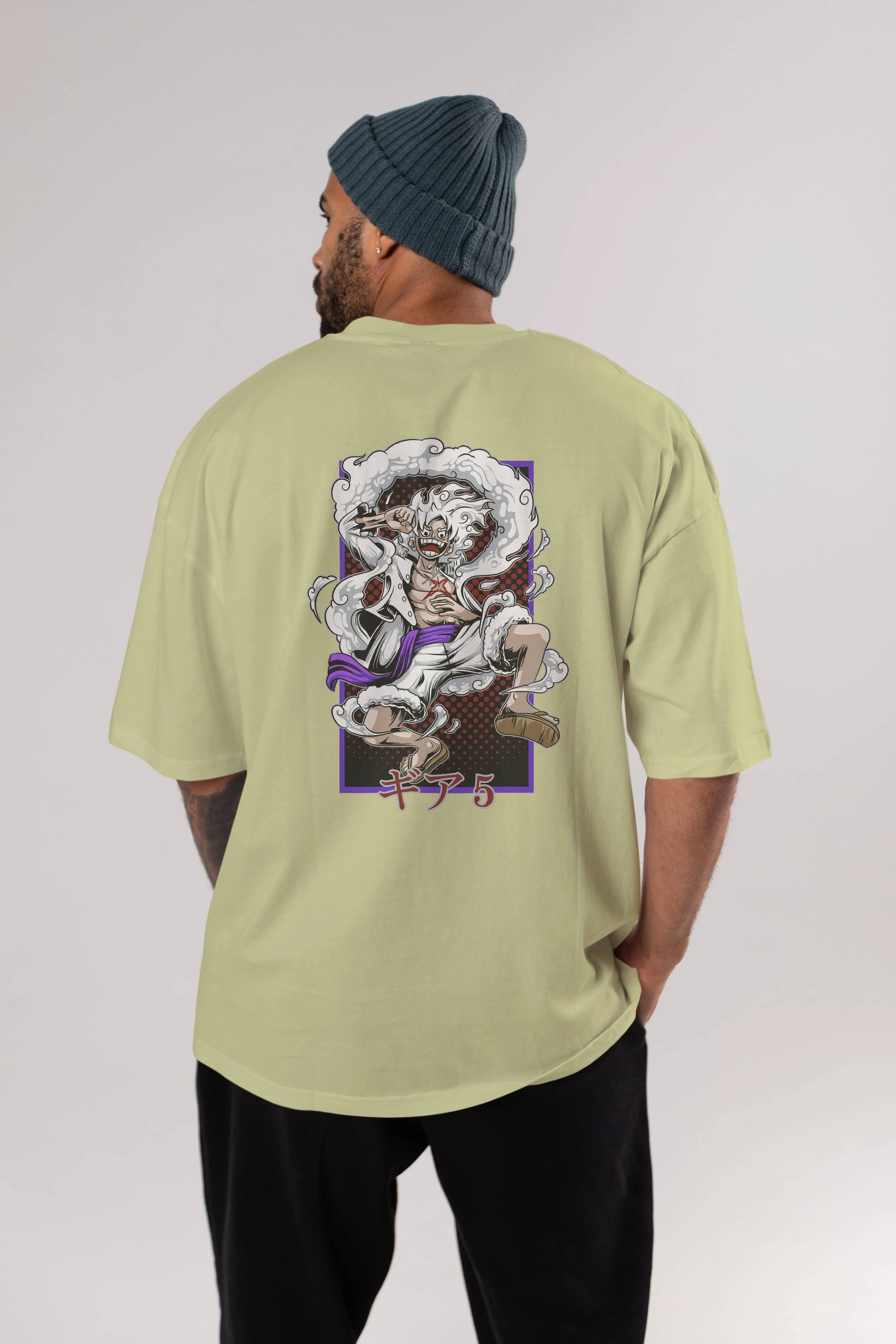 MONKEY D. LUFFY GEAR5 Anime Arka Baskılı Oversize t-shirt Erkek Kadın Unisex