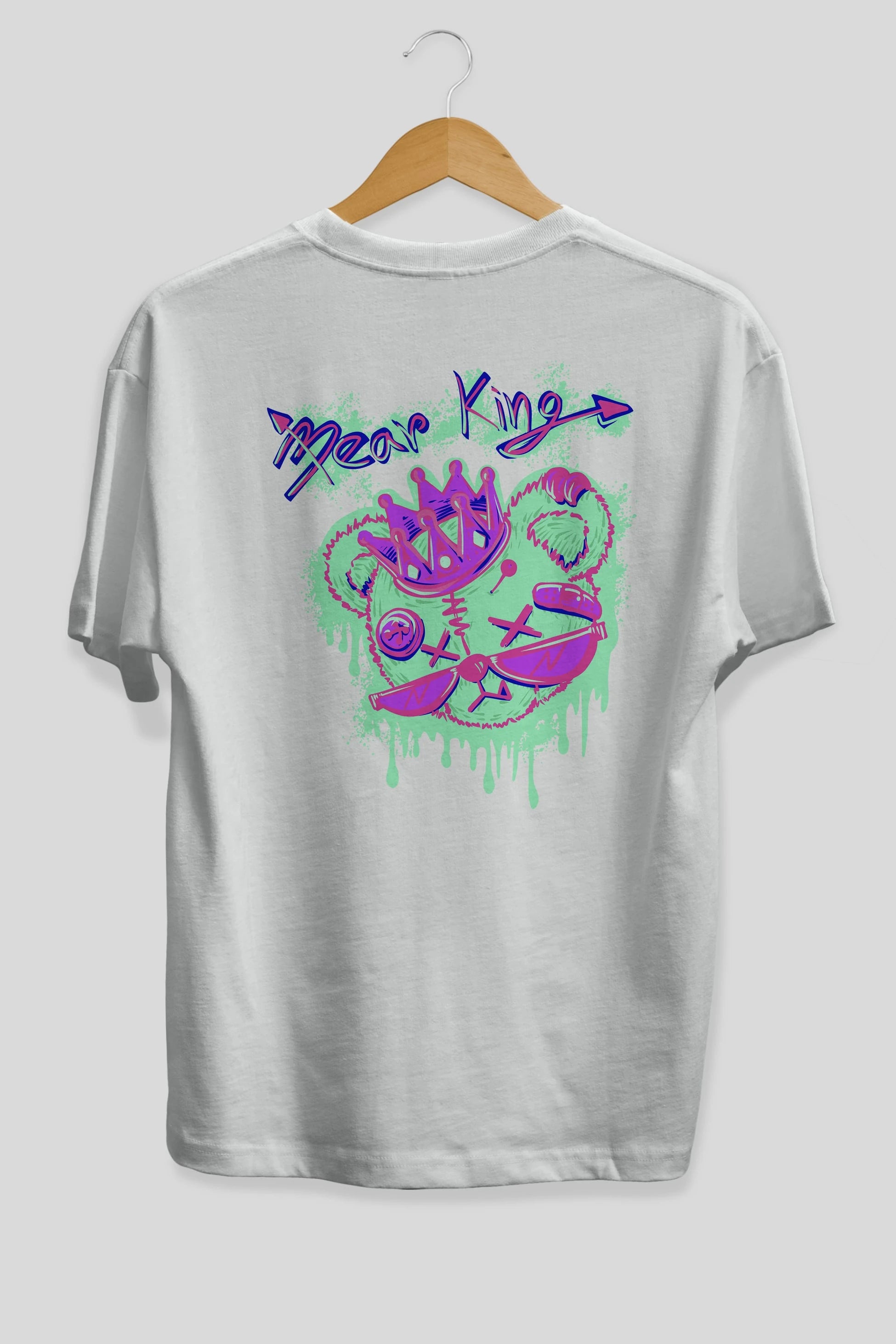 Bear King Arka Baskılı Oversize t-shirt Erkek Kadın Unisex