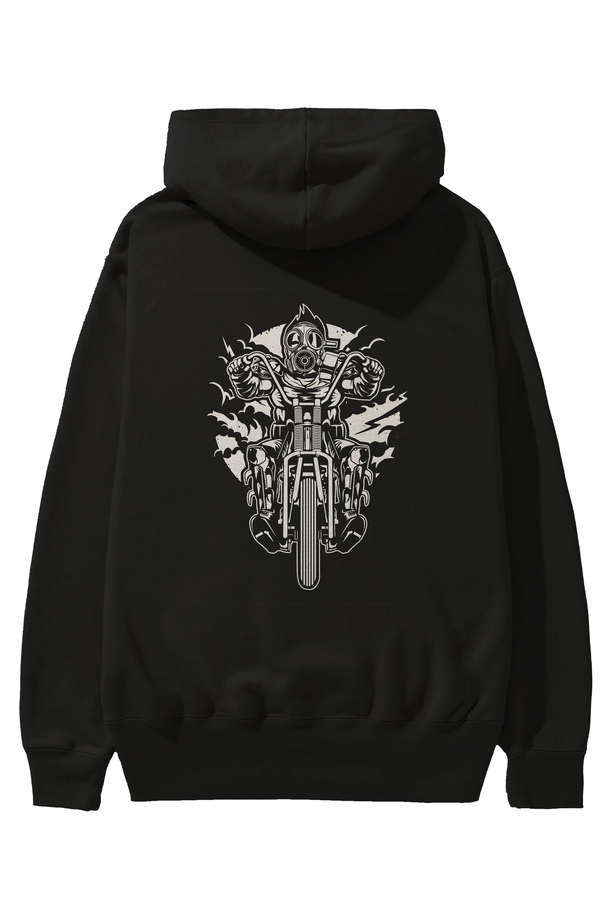 Gasmask Chopper Arka Baskılı Hoodie Oversize Kapüşonlu Sweatshirt Erkek Kadın Unisex