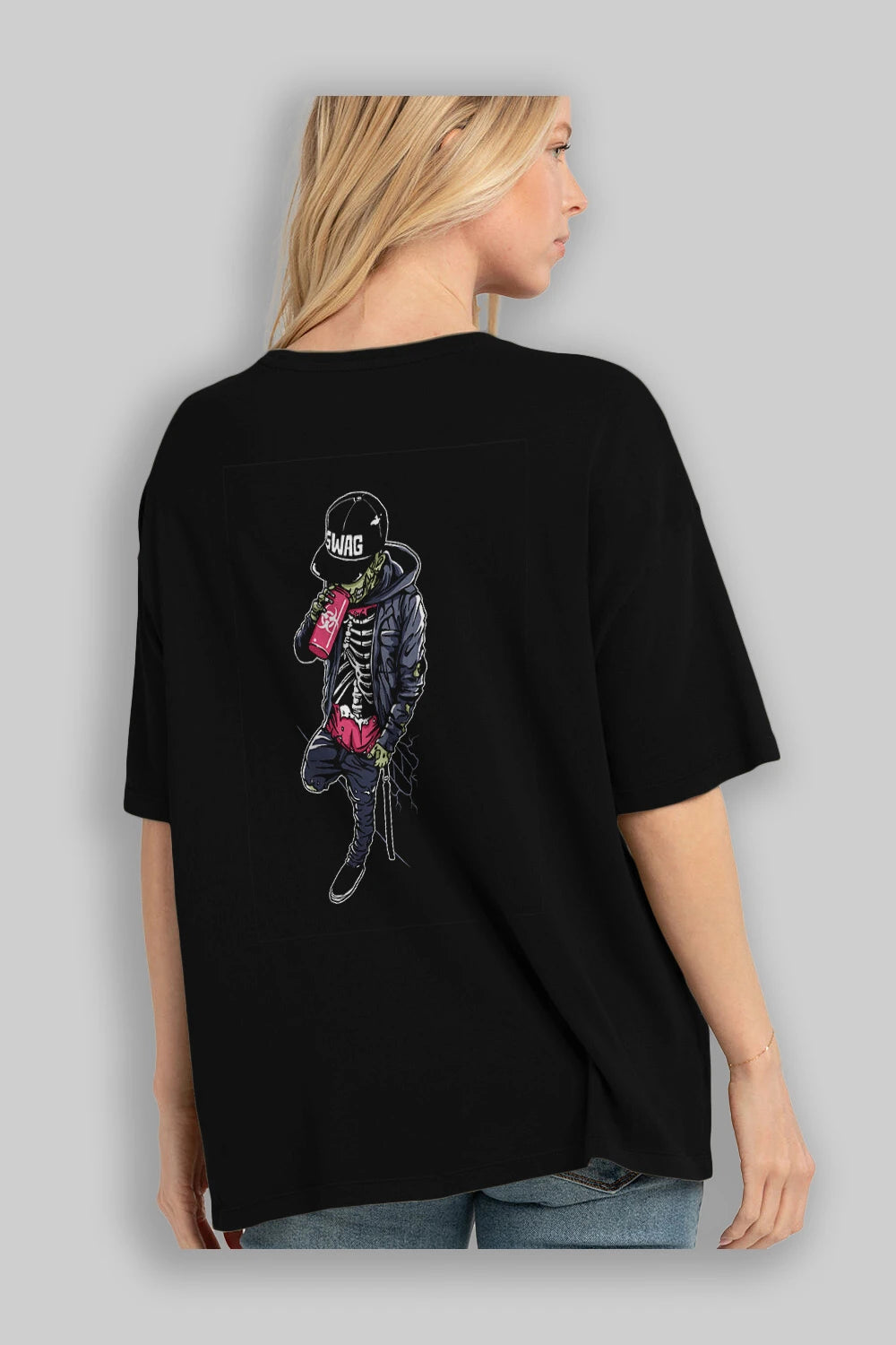 Zombie Swag Arka Baskılı Oversize t-shirt Erkek Kadın Unisex %100 Pamuk