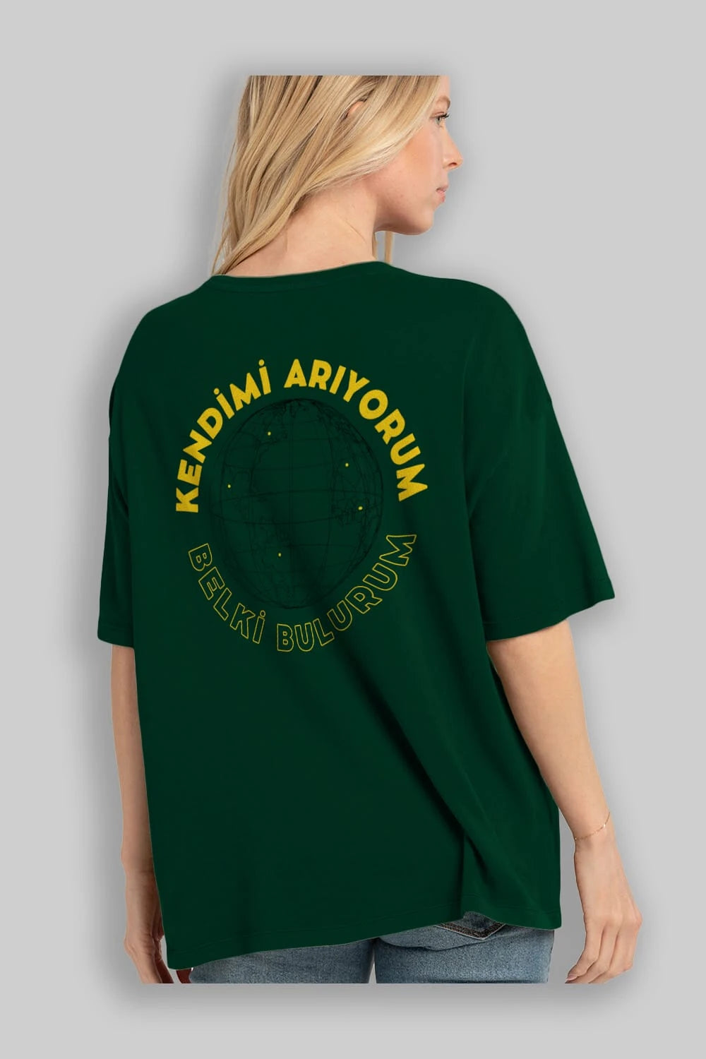 Kendimi Arıyorum Yazılı Arka Baskılı Oversize t-shirt Erkek Kadın Unisex