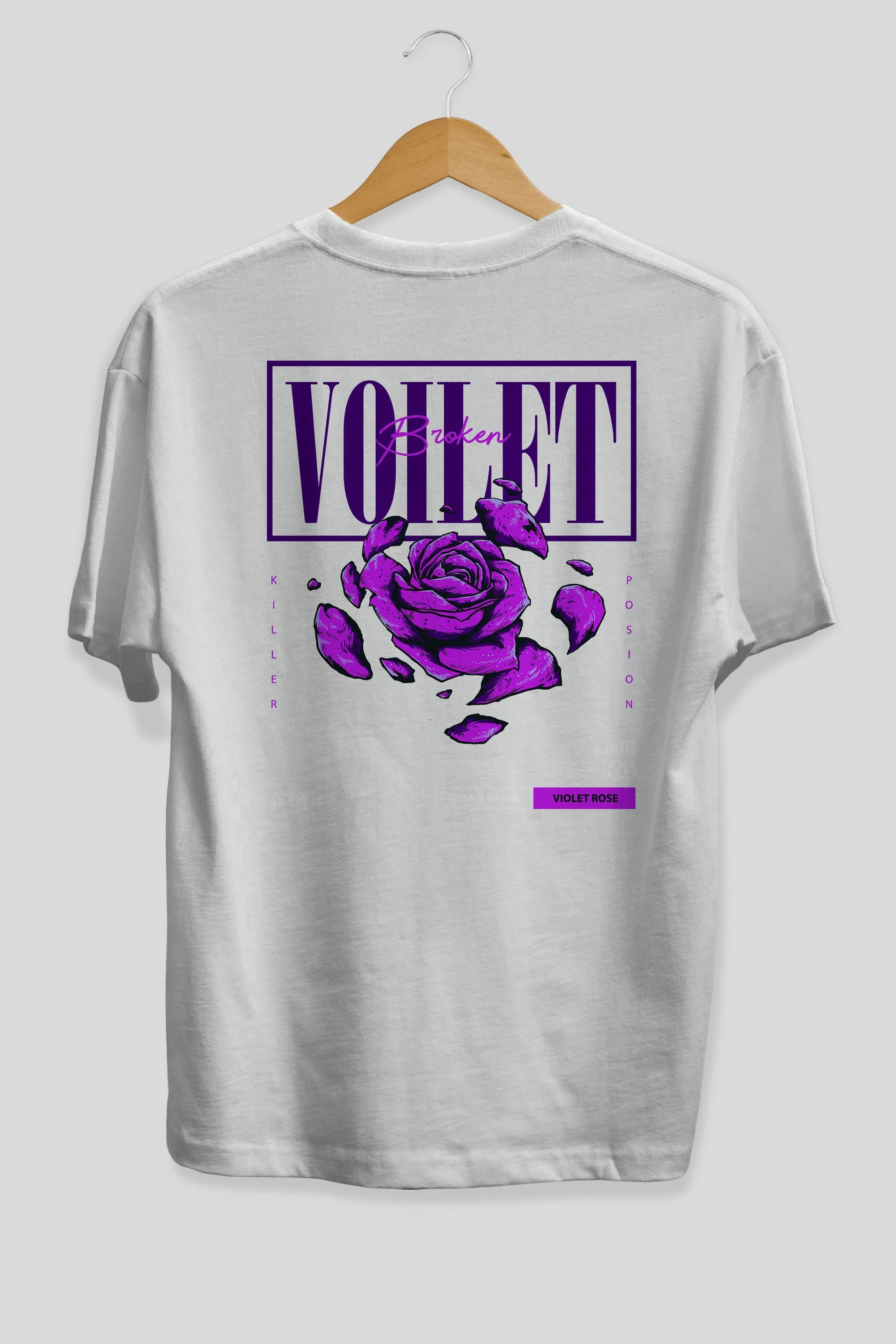 Voilet Broken Arka Baskılı Oversize t-shirt Erkek Kadın Unisex