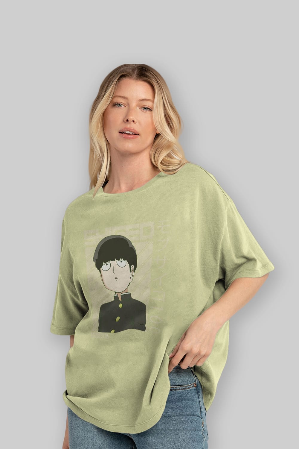 Shigeo Kageyama 2 Anime Ön Baskılı Oversize t-shirt %100 pamuk Erkek Kadın Unisex