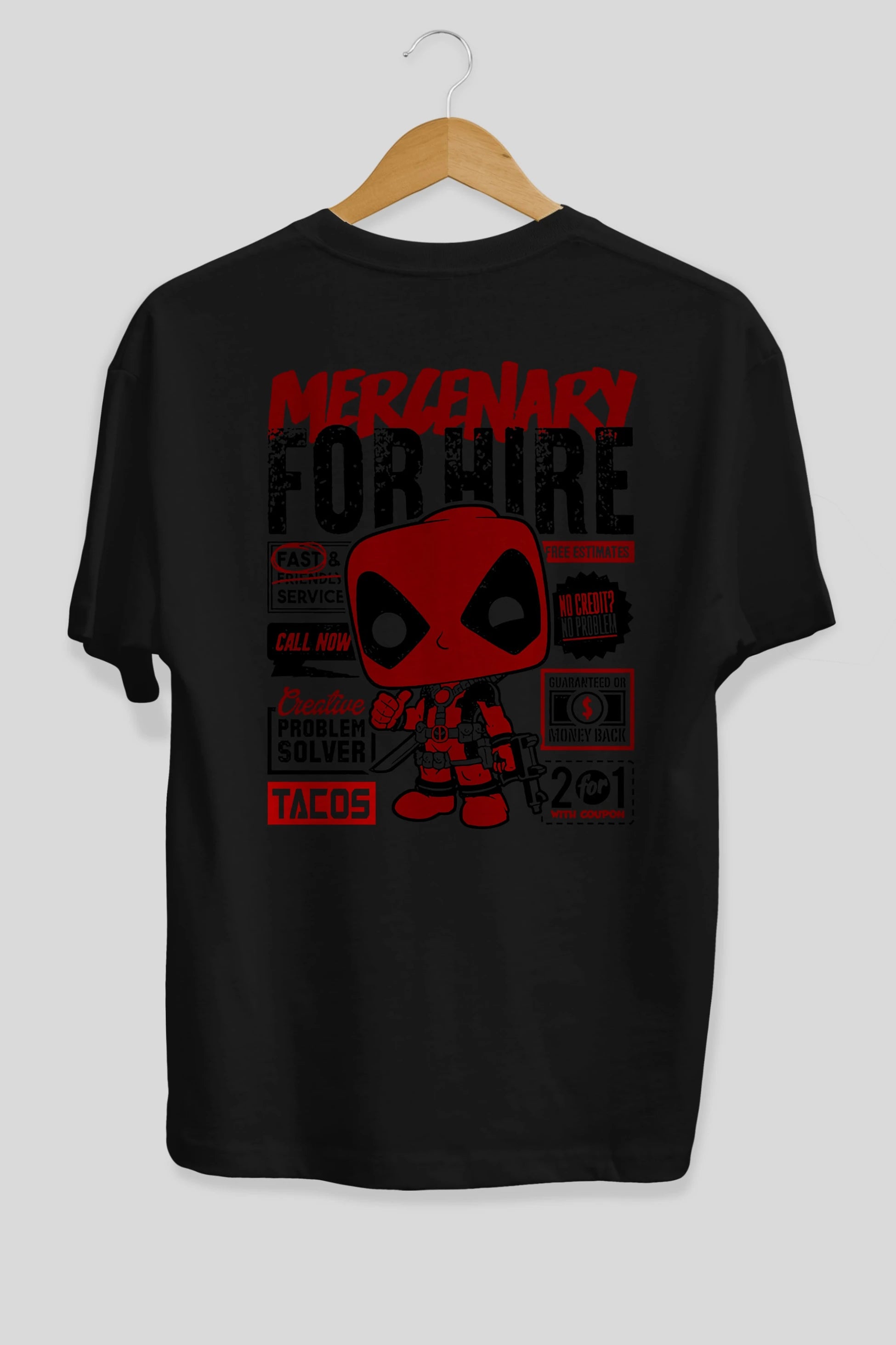 Deadpool (18) Arka Baskılı Oversize t-shirt Erkek Kadın Unisex %100 Pamuk Bisiklet Yaka tişort