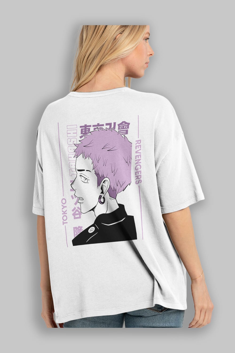 Takashi Mitsuya Anime Arka Baskılı Oversize t-shirt Erkek Kadın Unisex