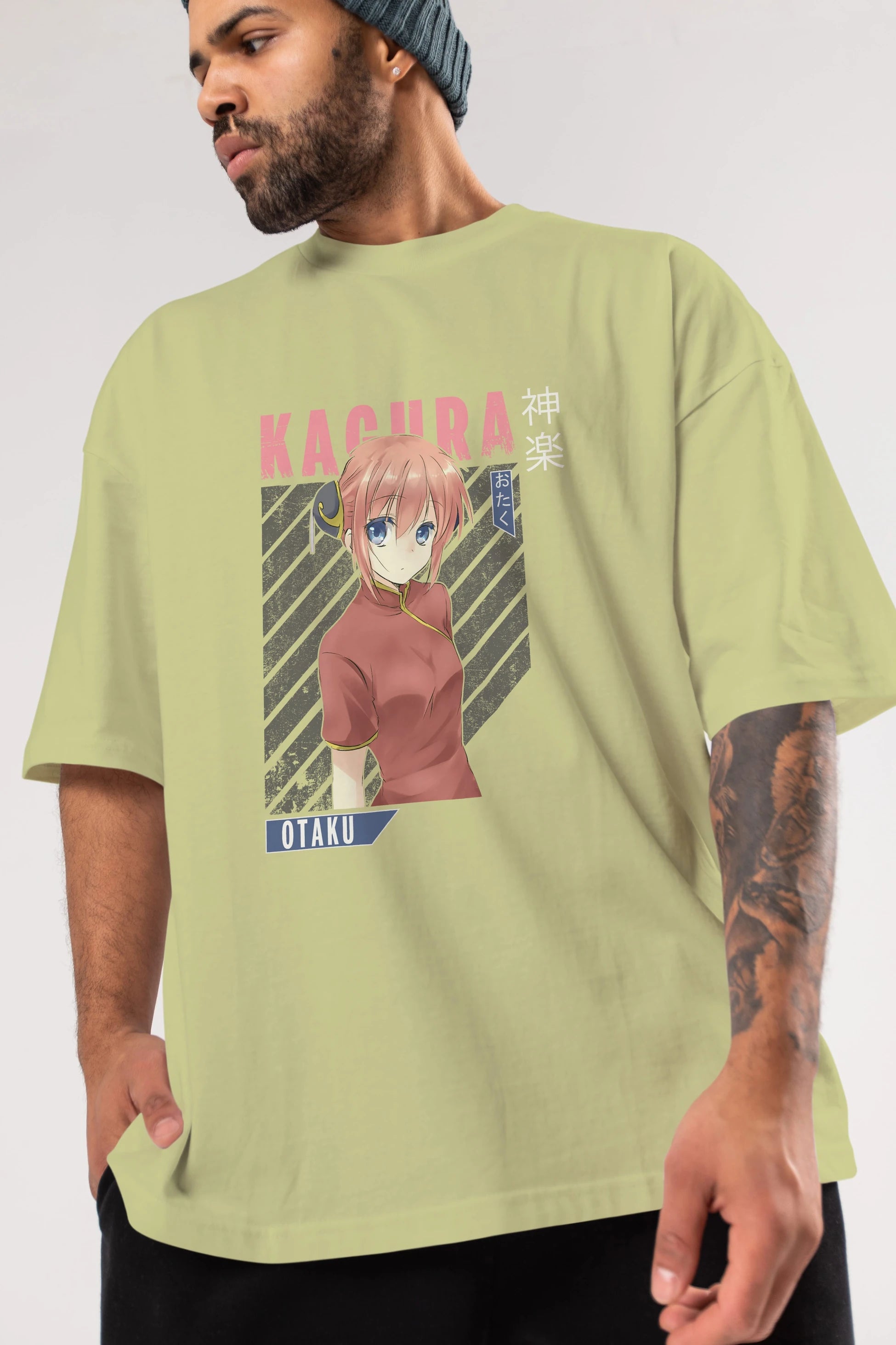 Kagura GINTAMA Anime Ön Baskılı Oversize t-shirt %100 pamuk Erkek Kadın Unisex