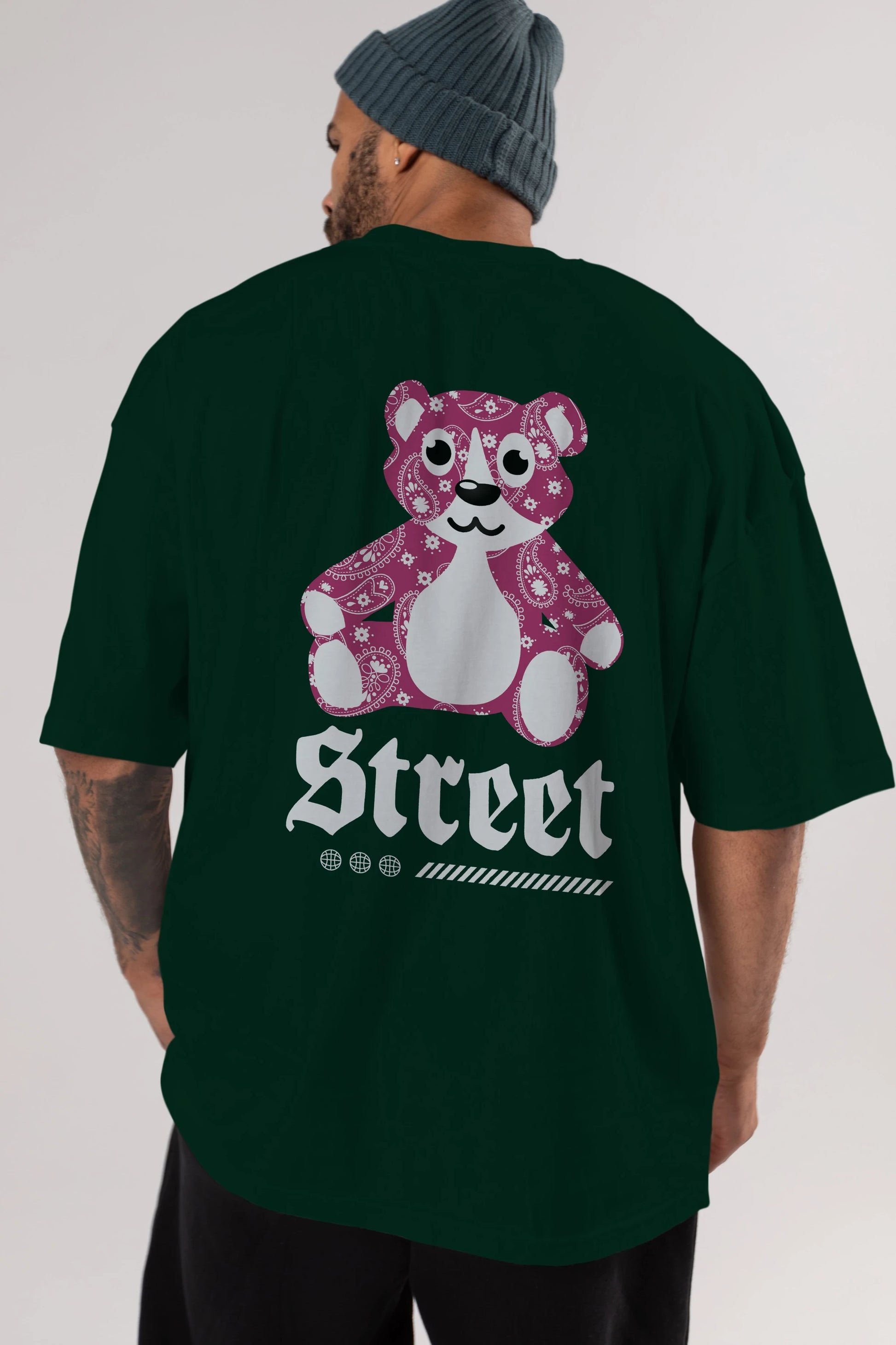 Street Bear Arka Baskılı Oversize t-shirt Erkek Kadın Unisex