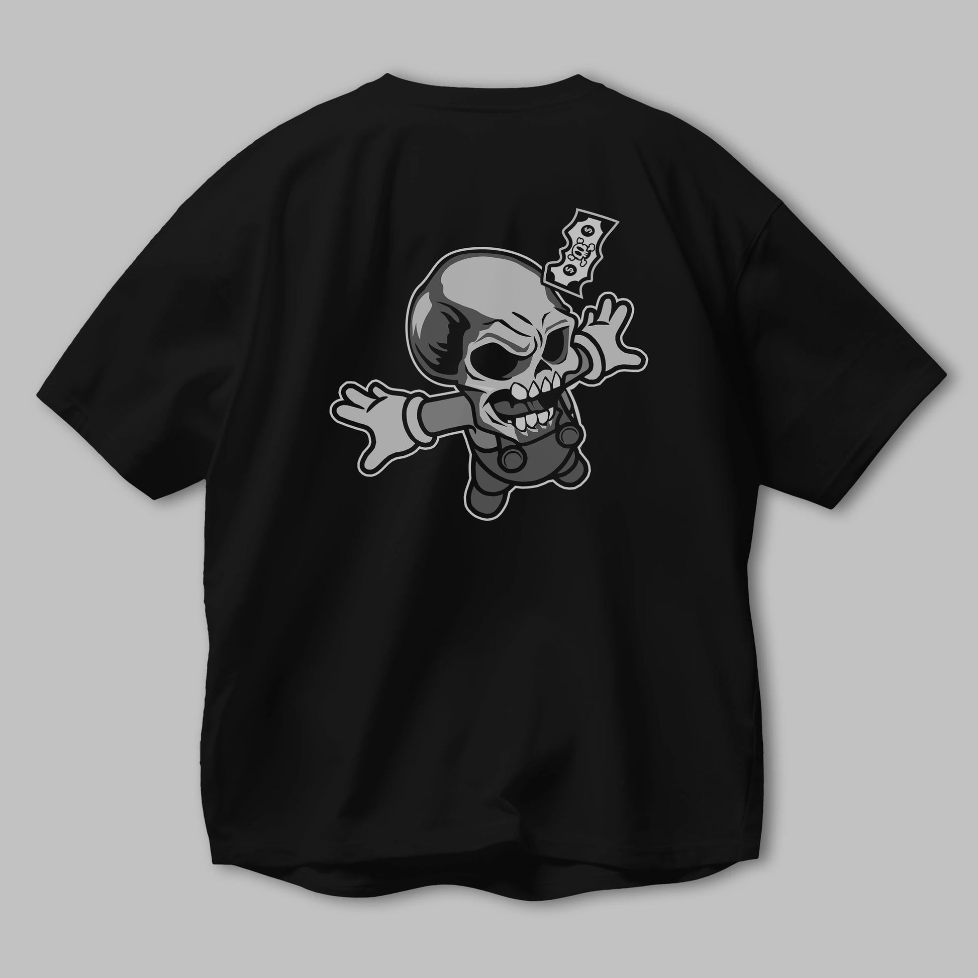 Skull Drowning Arka Baskılı Oversize t-shirt Erkek Kadın Unisex %100 Pamuk tişort