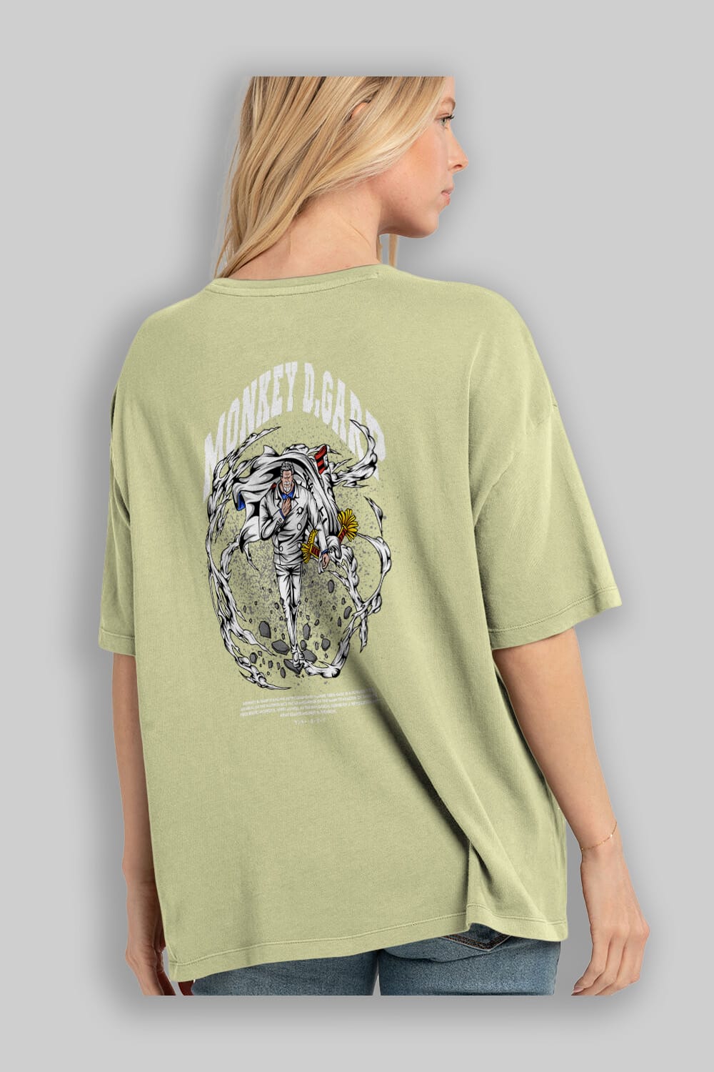 Monkey D. Garp Anime Arka Baskılı Oversize t-shirt Erkek Kadın Unisex