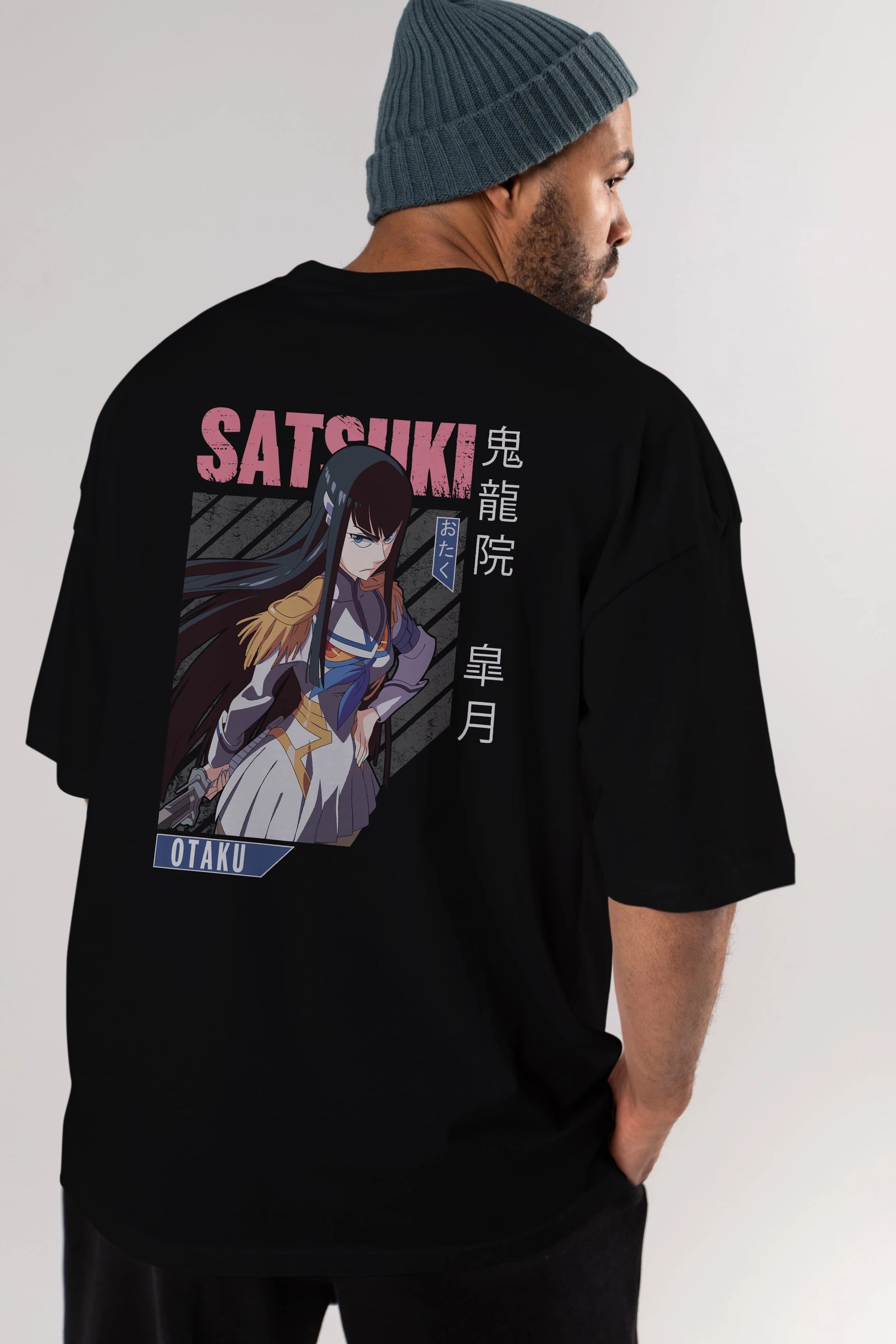 Satsuki Kiryuuin 8 Anime Arka Baskılı Oversize t-shirt Erkek Kadın Unisex
