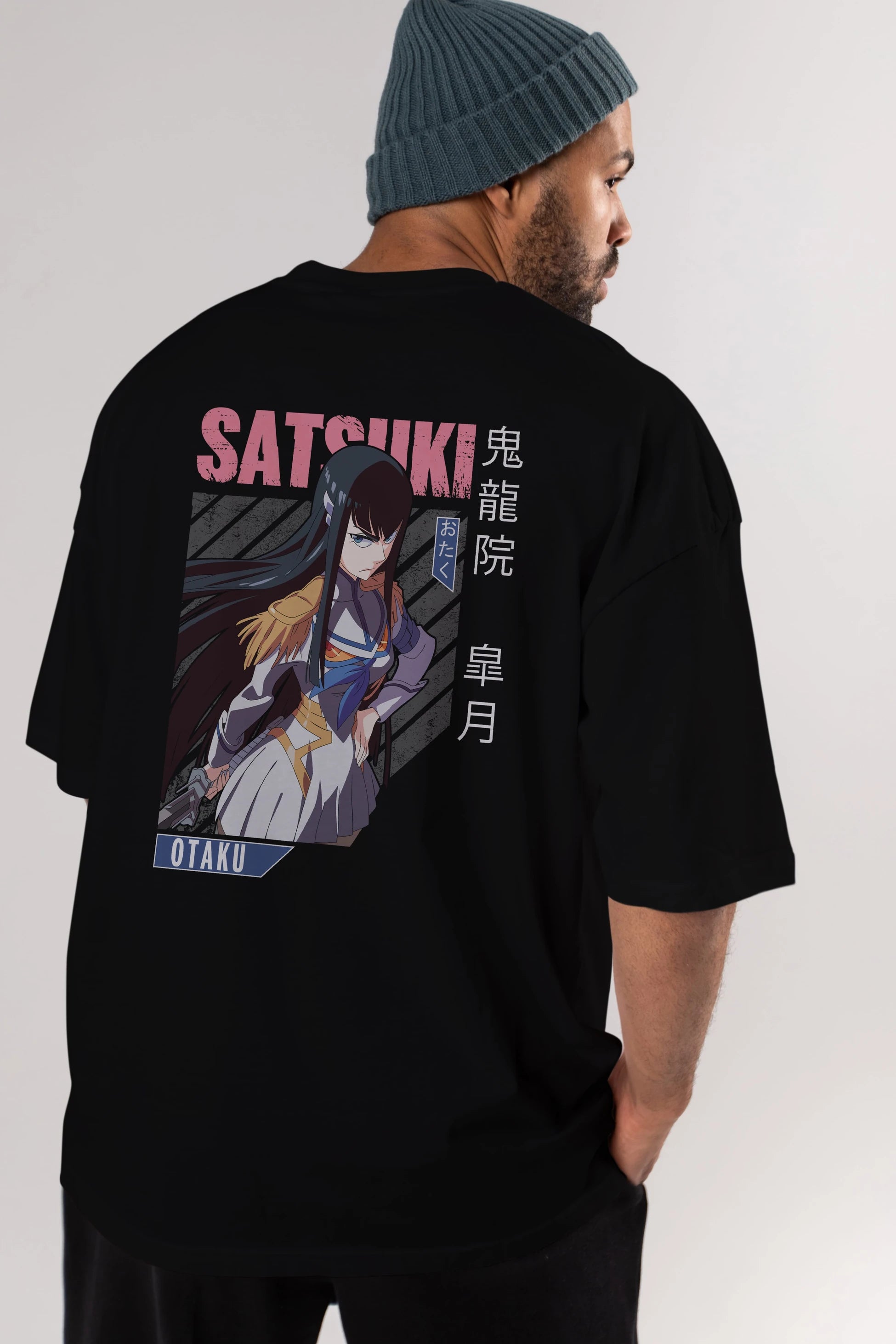 Satsuki Kiryuuin 8 Anime Arka Baskılı Oversize t-shirt Erkek Kadın Unisex
