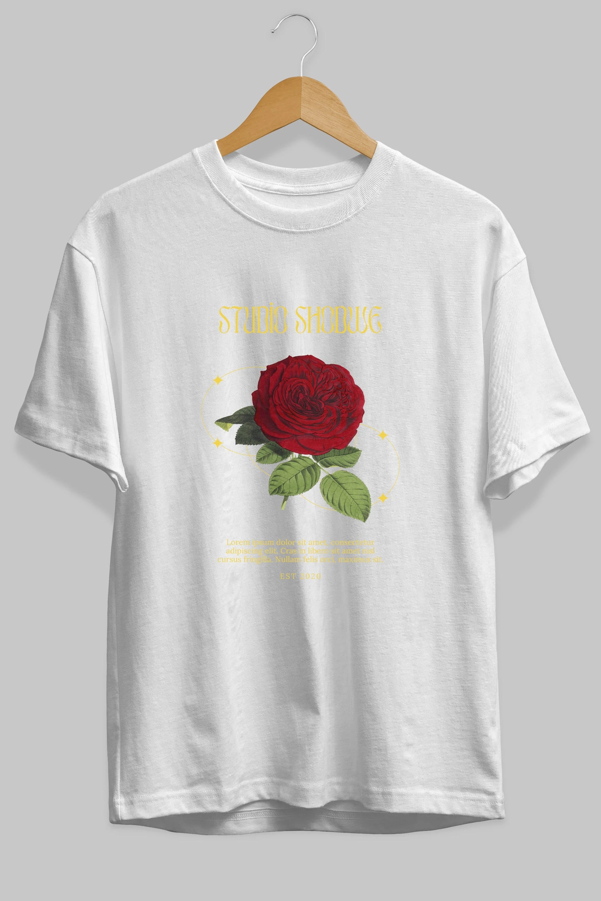 Studio Shodwe Rose Ön Baskılı Oversize t-shirt Erkek Kadın Unisex