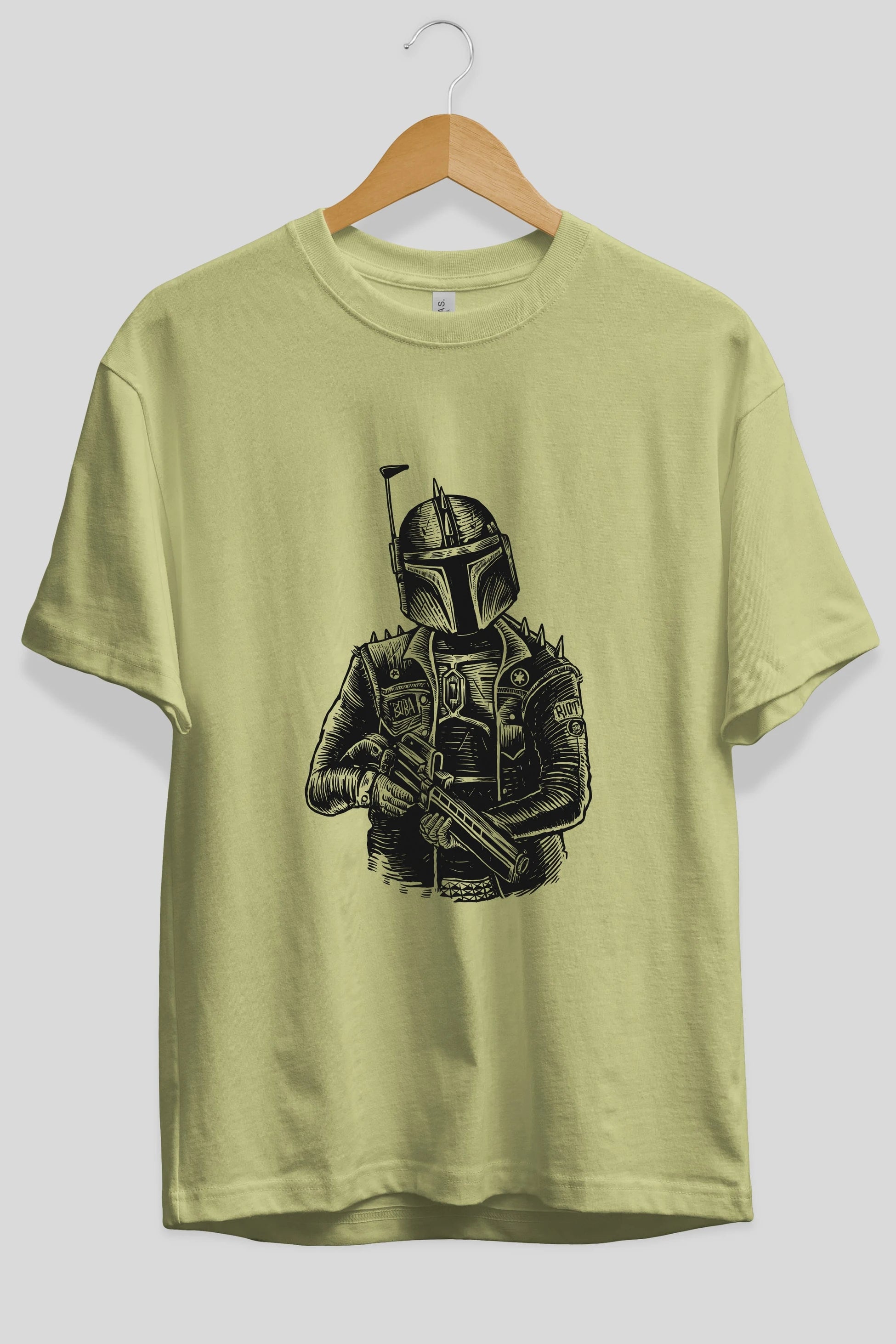 Boba Punk Ön Baskılı Oversize t-shirt Erkek Kadın Unisex %100 Pamuk tişort