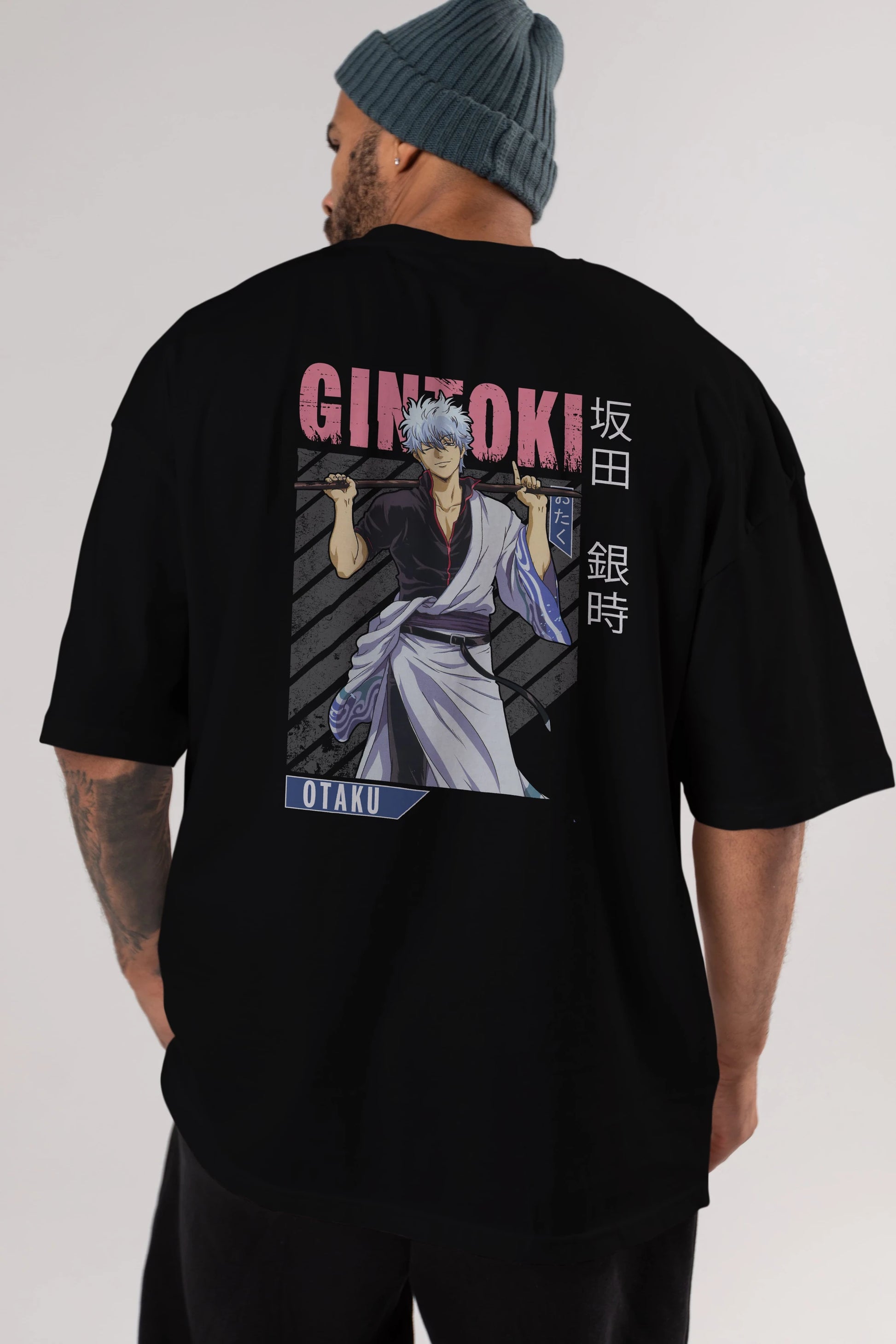 Gintoki Sakata GINTAMA 3 Anime Arka Baskılı Oversize t-shirt Erkek Kadın Unisex
