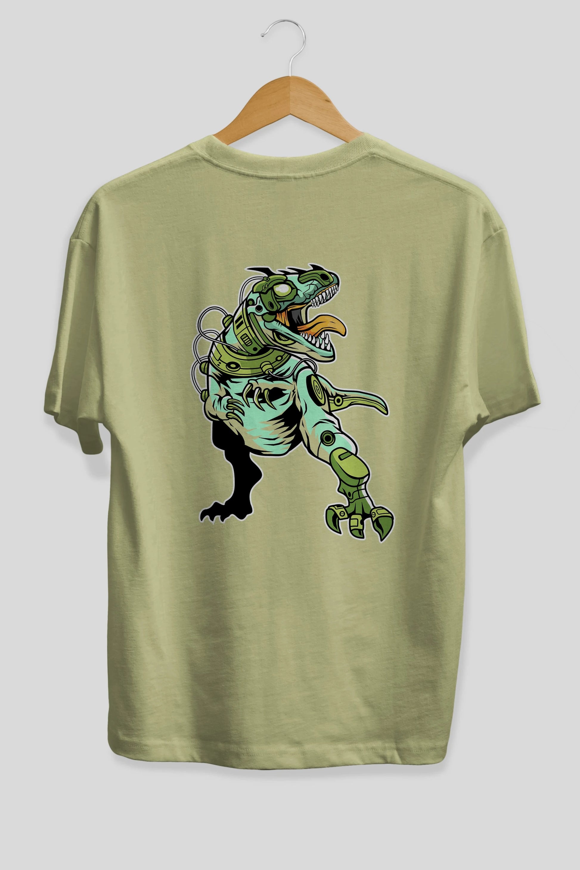 Trex Robot Arka Baskılı Oversize t-shirt Erkek Kadın Unisex %100 Pamuk tişort