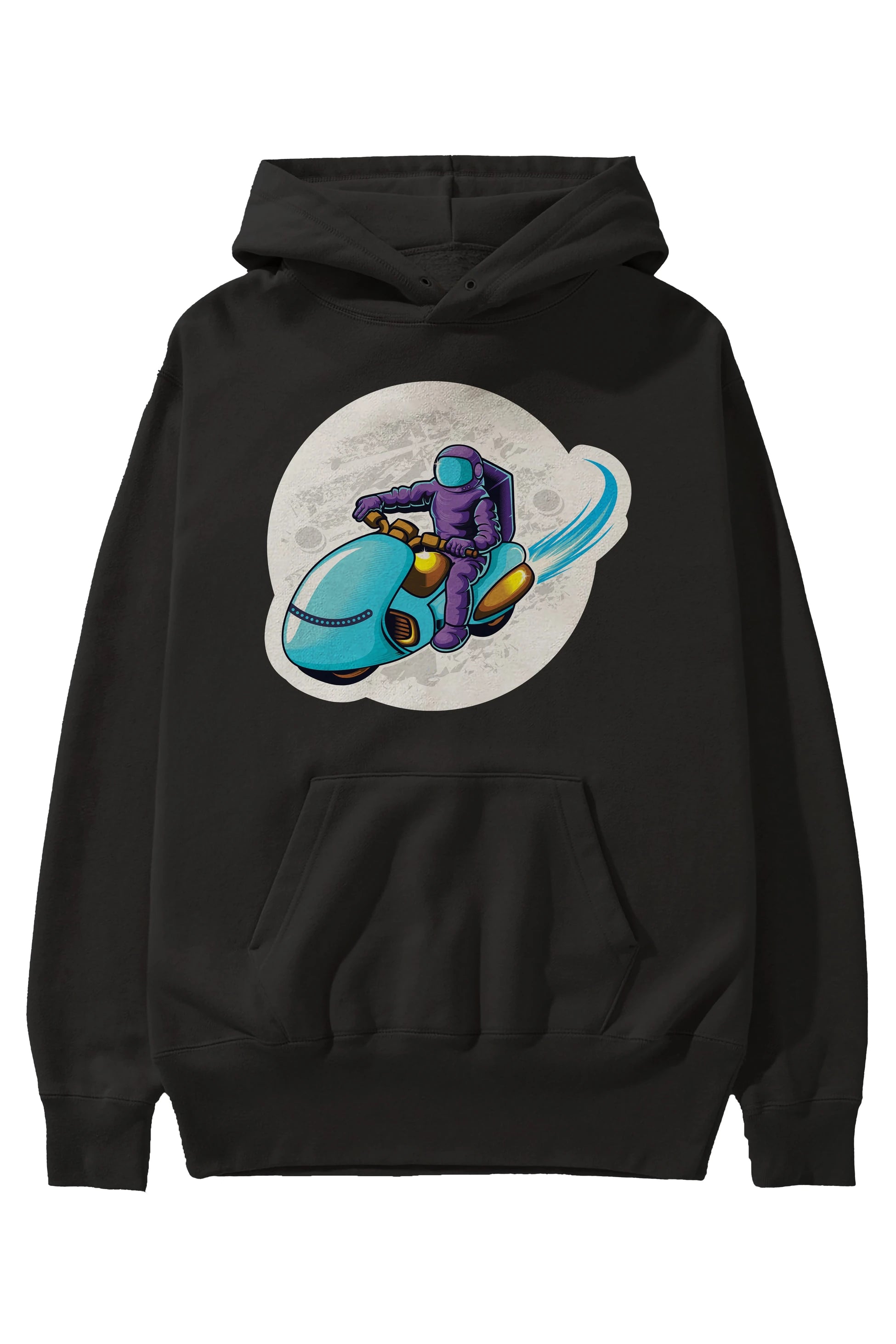 Astrorider in Space Sticker Ön Baskılı Hoodie Oversize Kapüşonlu Sweatshirt Erkek Kadın Unisex