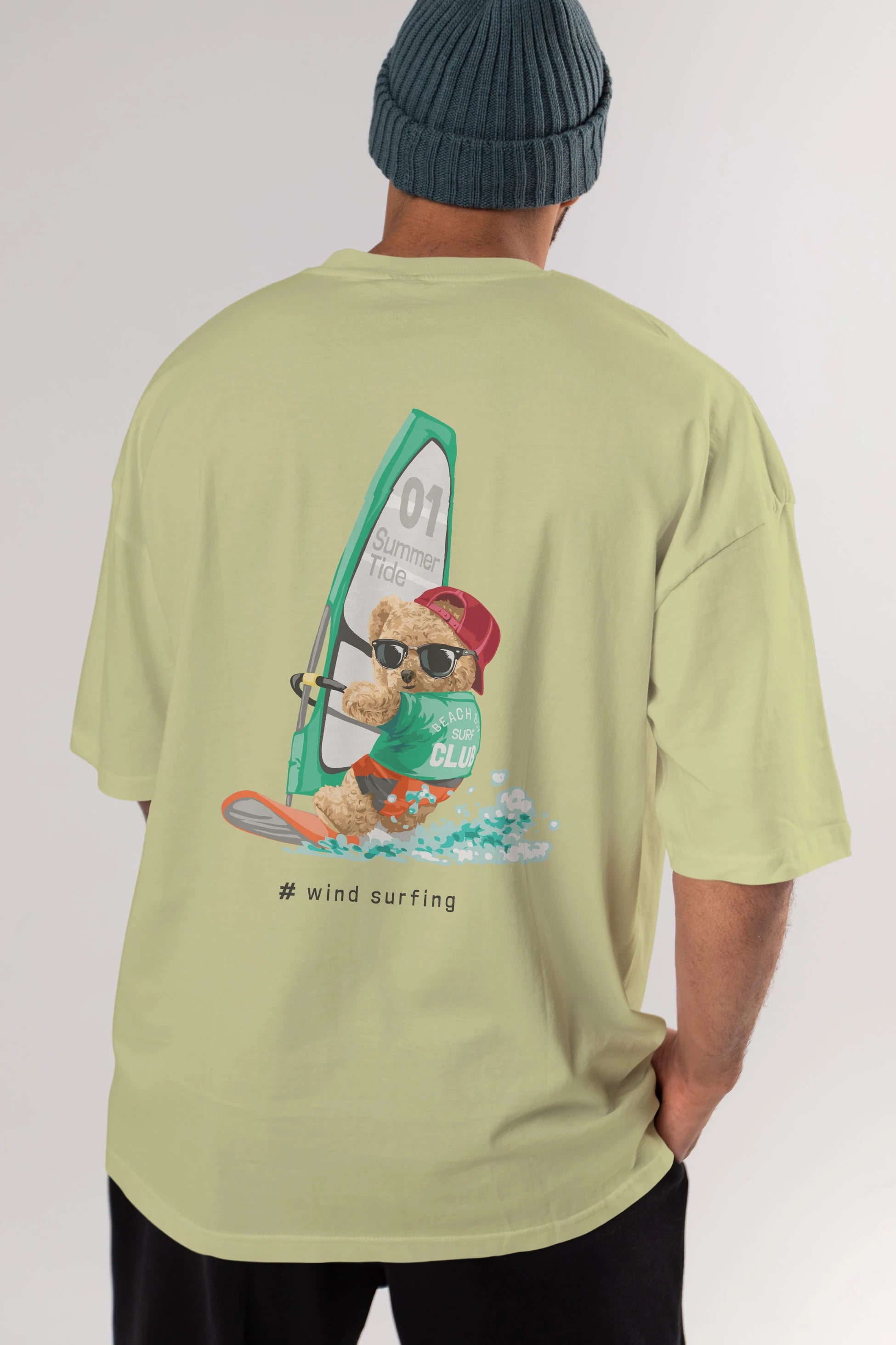 Teddy Bear Summer Tide Arka Baskılı Oversize t-shirt Erkek Kadın Unisex %100 Pamuk