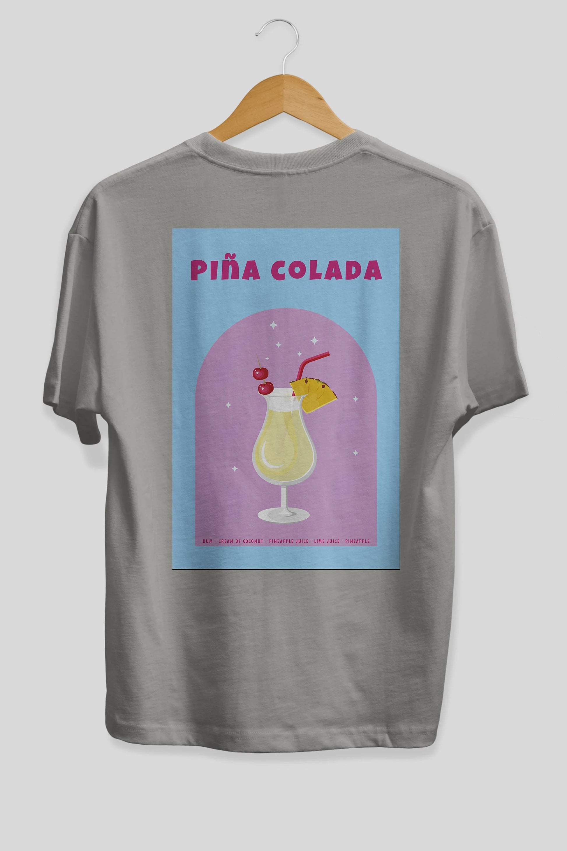 Pina Colada 2 Arka Baskılı Oversize t-shirt Erkek Kadın Unisex %100 Pamuk Bisiklet Yaka tişort