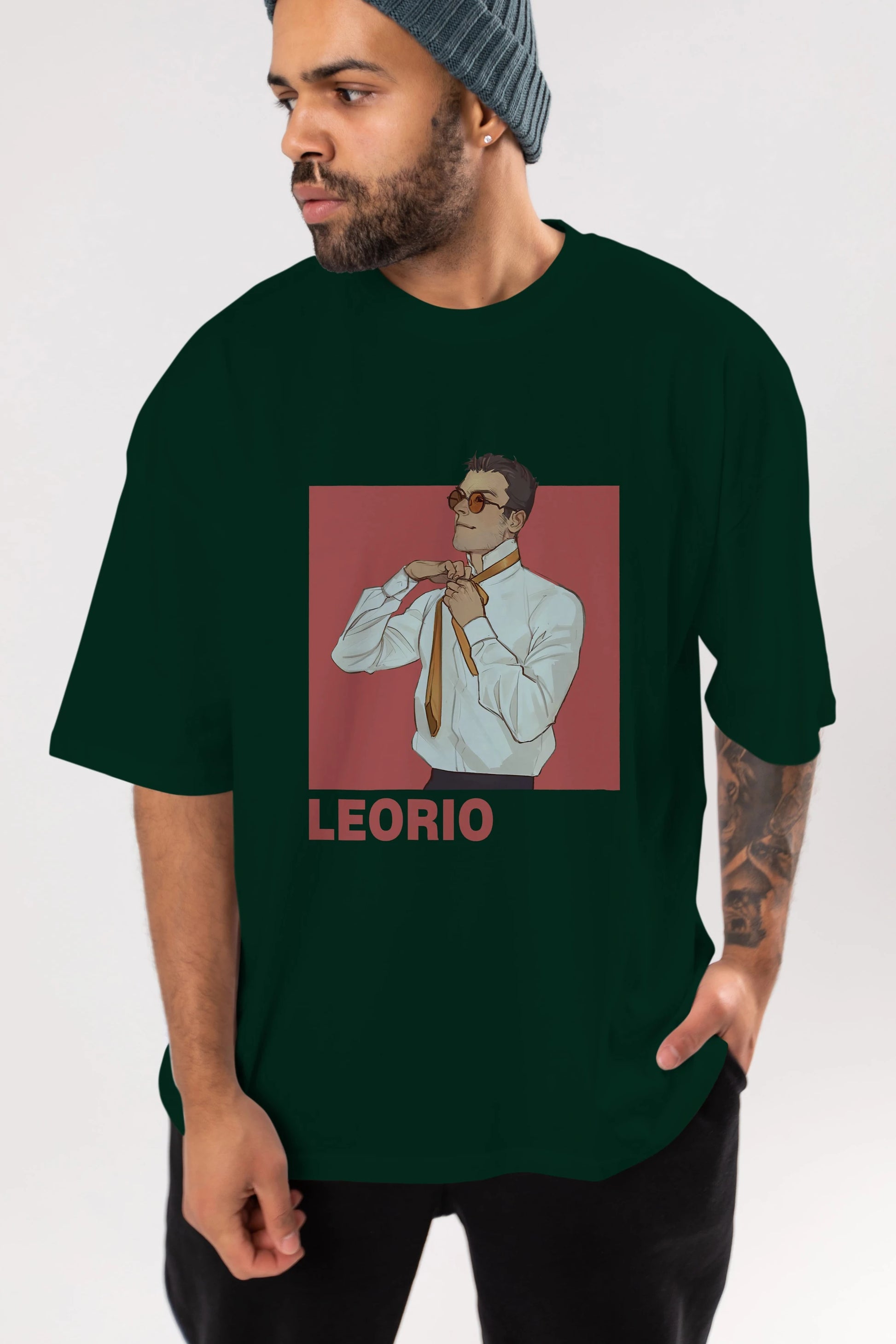 Leorio Paladiknight 5 Anime Ön Baskılı Oversize t-shirt %100 pamuk Erkek Kadın Unisex