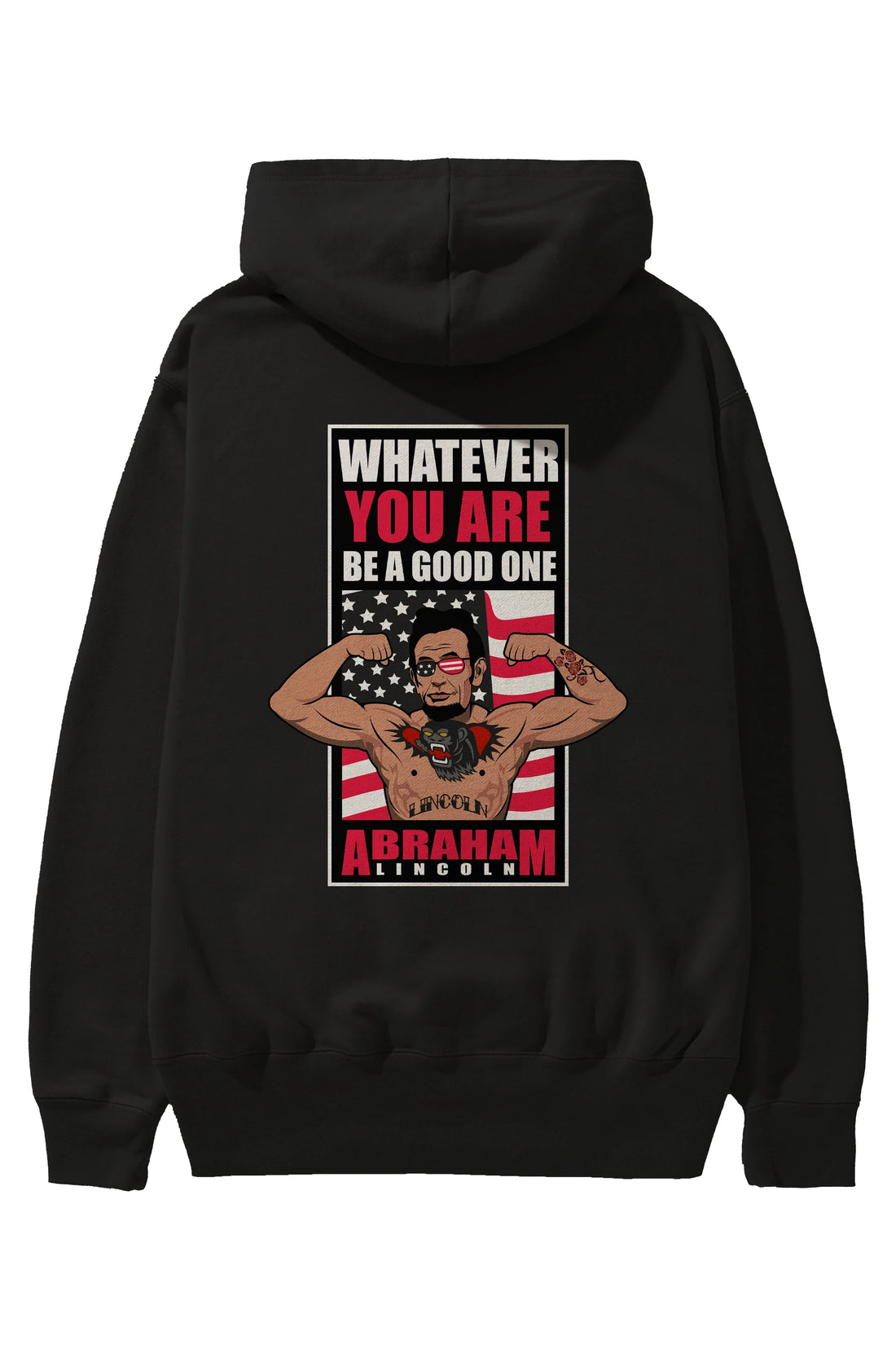 Lincoln Fighter Arka Baskılı Hoodie Oversize Kapüşonlu Sweatshirt Erkek Kadın Unisex