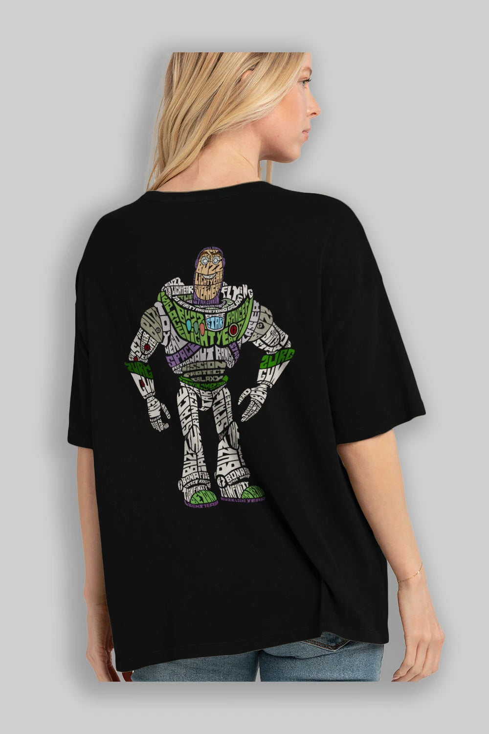 Buzz Arka Baskılı Oversize t-shirt %100 pamuk Erkek Kadın Unisex