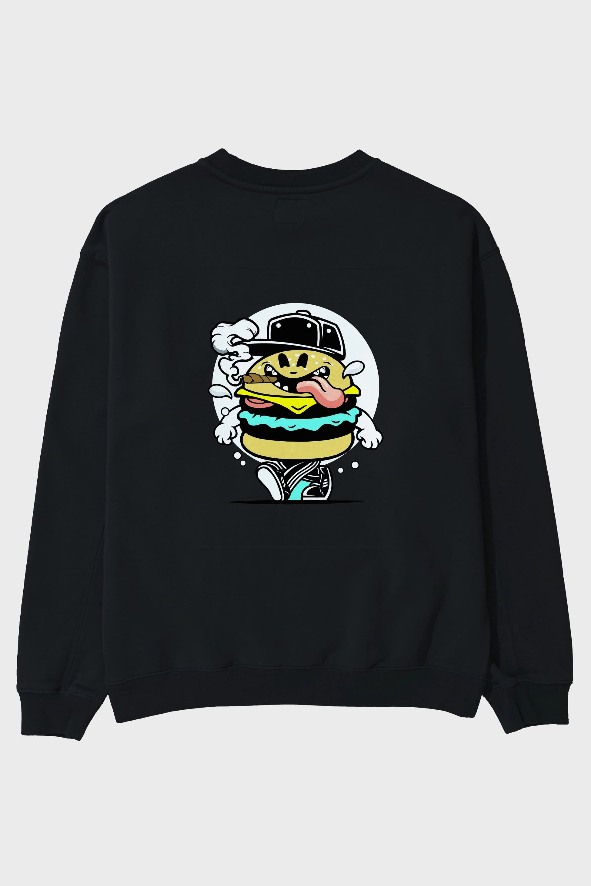 Burger Guy Arka Baskılı Oversize Sweatshirt Erkek Kadın Unisex