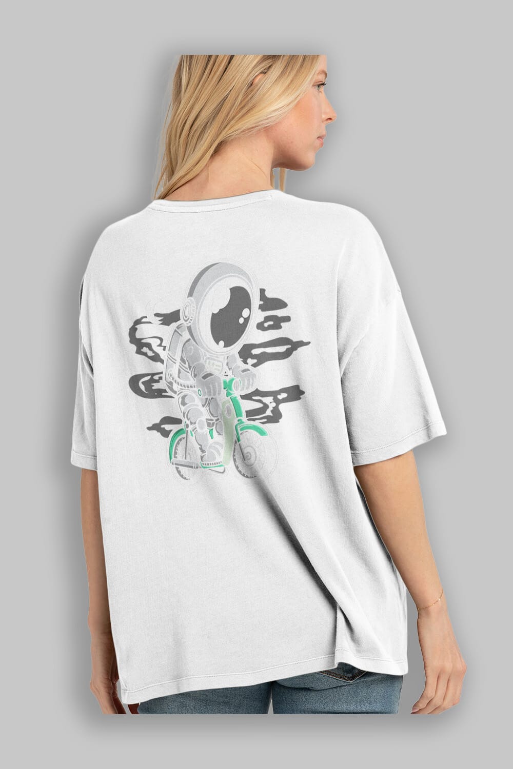Astronaut Classic Motorbike Arka Baskılı Oversize t-shirt Erkek Kadın Unisex