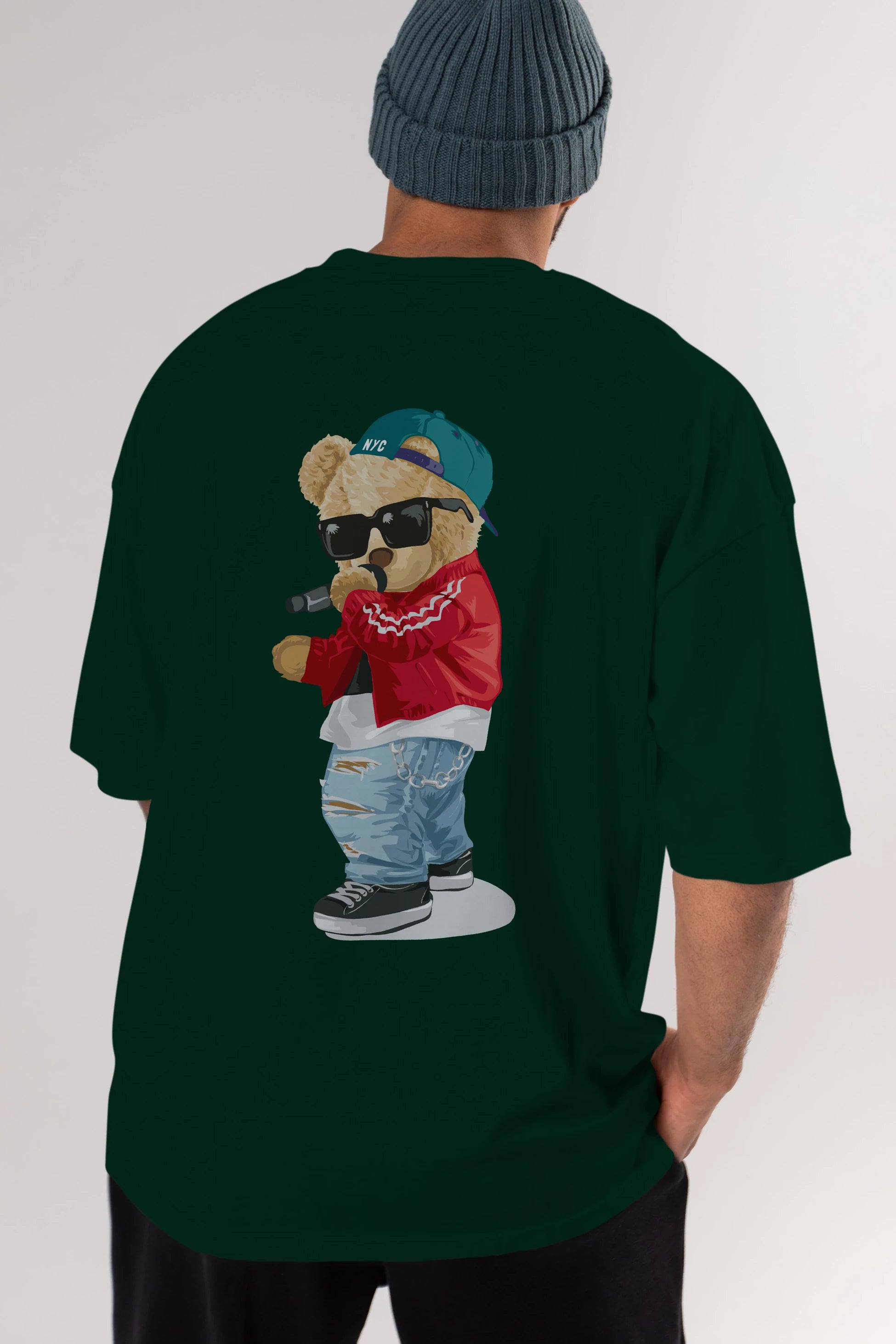 Teddy Bear Şarkıcı Arka Baskılı Oversize t-shirt Erkek Kadın Unisex %100 Pamuk