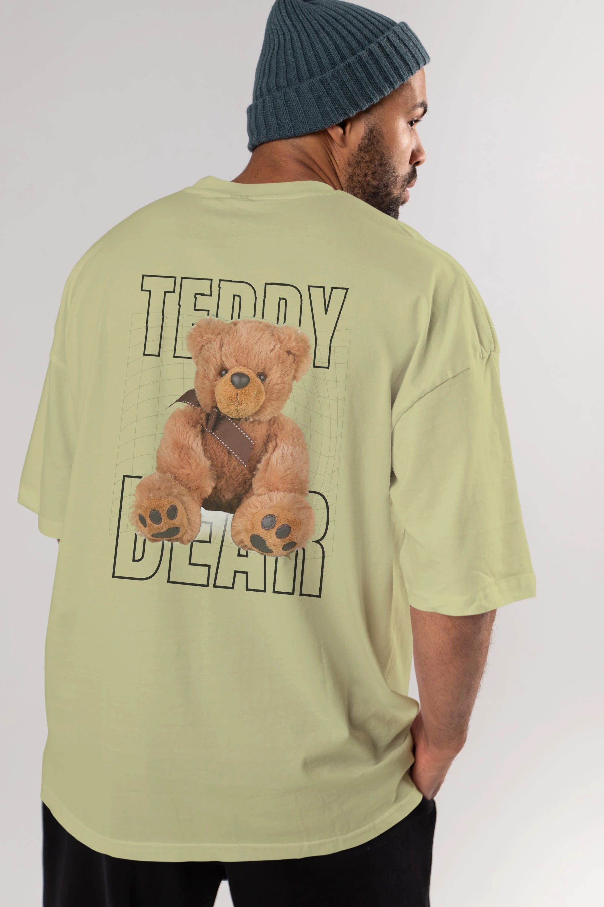 Teddy Bear Yazılı Arka Baskılı Oversize t-shirt Erkek Kadın Unisex
