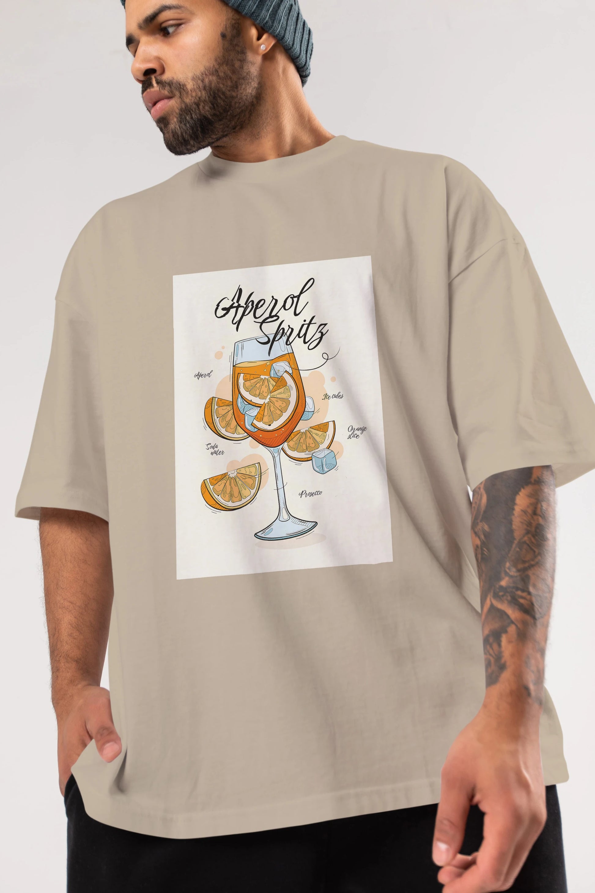 Aperol Spritz 6 Ön Baskılı Oversize t-shirt Erkek Kadın Unisex %100 Pamuk Bisiklet Yaka tişort