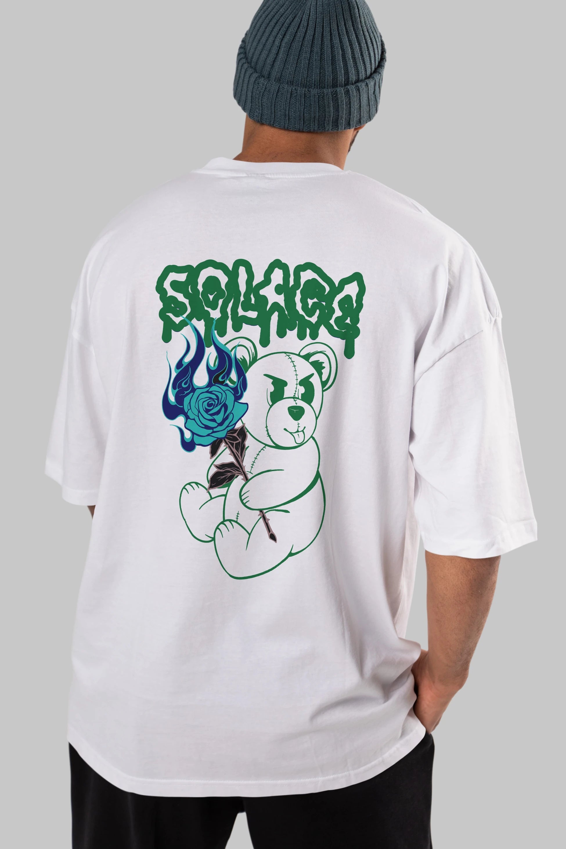 Solage Bear Arka Baskılı Oversize t-shirt Erkek Kadın Unisex