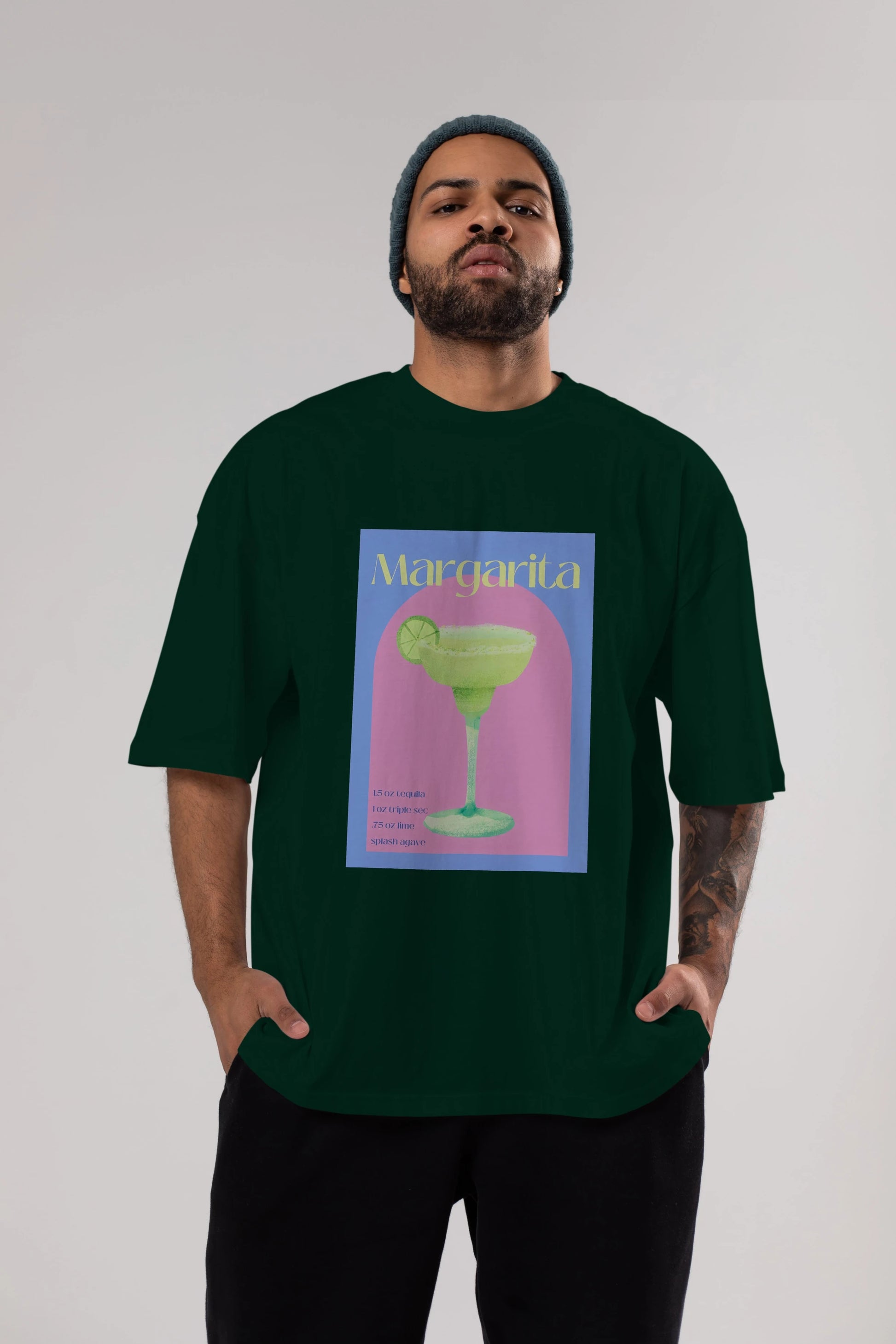 Margarita 6 Ön Baskılı Oversize t-shirt Erkek Kadın Unisex %100 Pamuk Bisiklet Yaka tişort