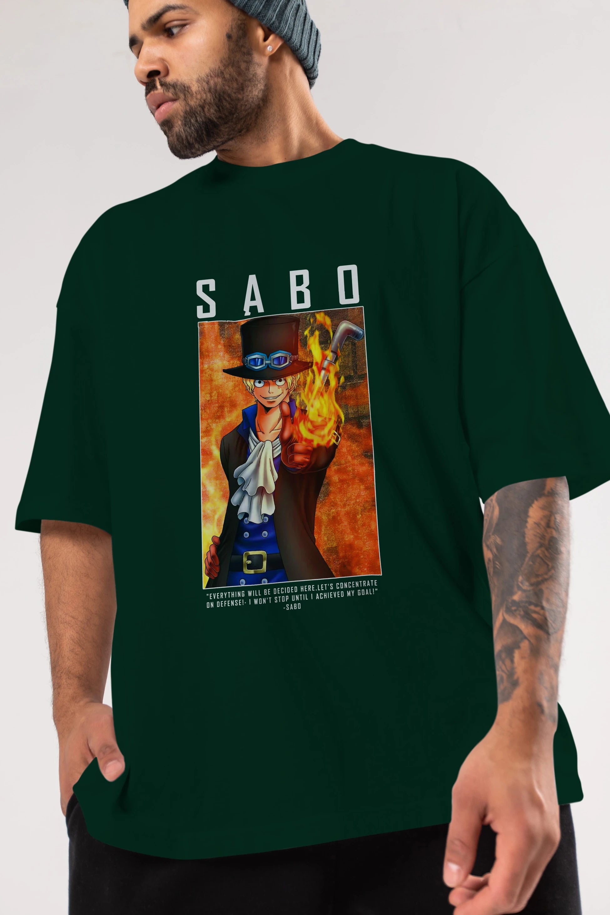 Sabo Anime Ön Baskılı Oversize t-shirt Erkek Kadın Unisex