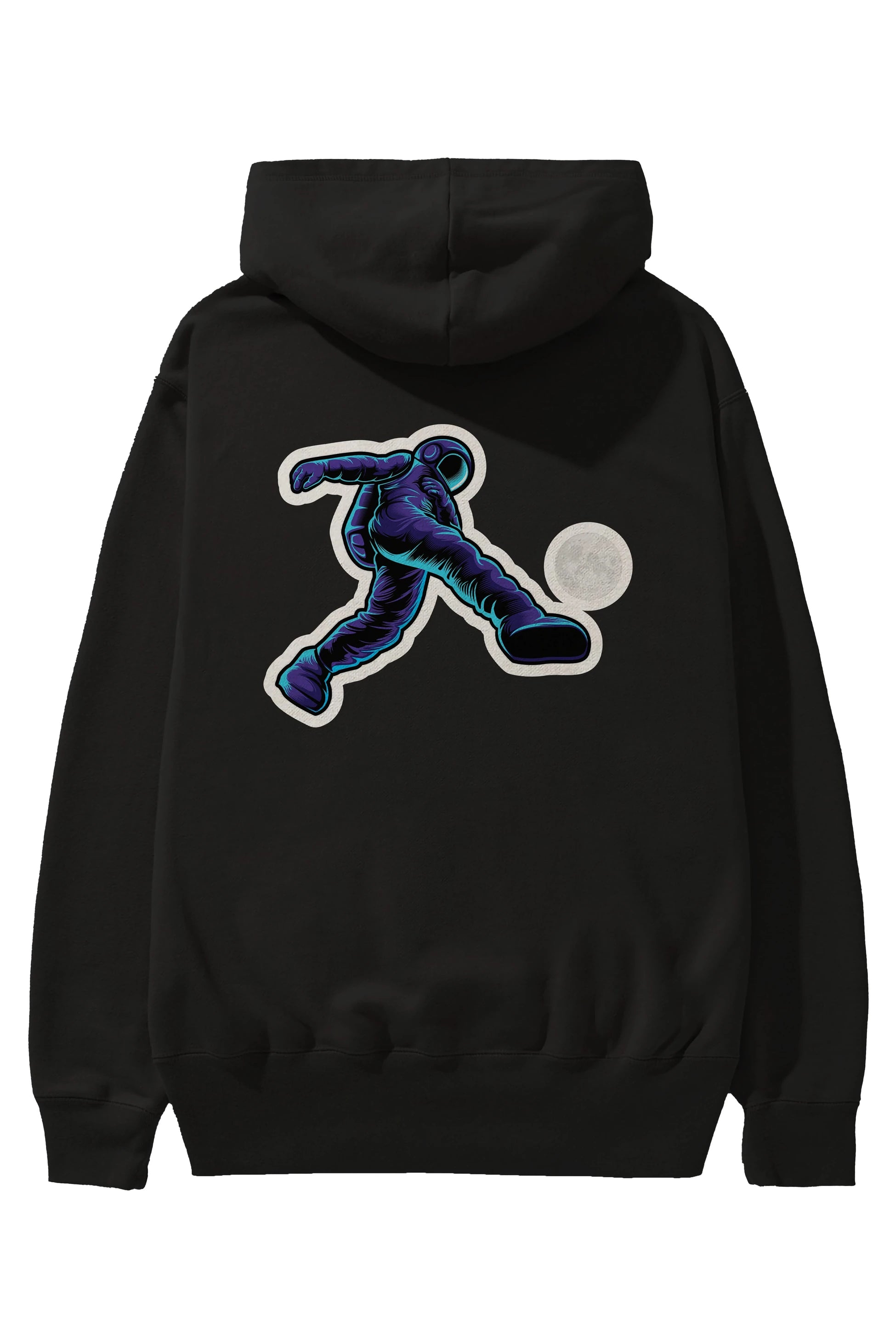 Astroball in Space Sticker Arka Baskılı Hoodie Oversize Kapüşonlu Sweatshirt Erkek Kadın Unisex