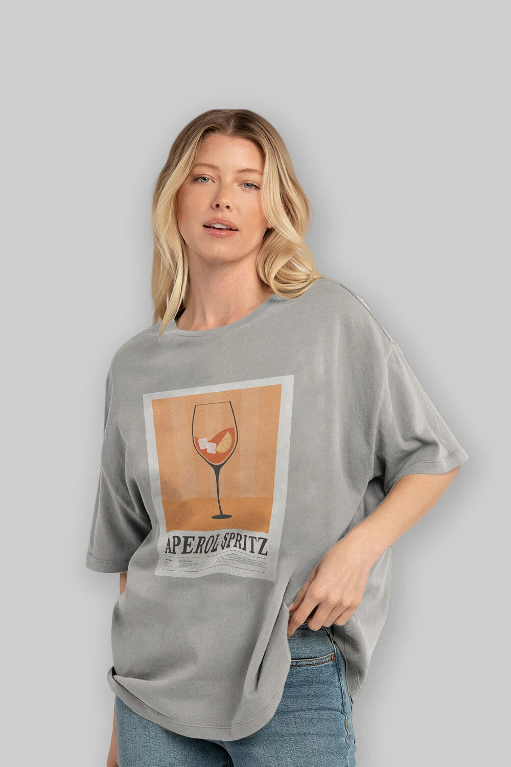 Aperol Spritz 8 Ön Baskılı Oversize t-shirt Erkek Kadın Unisex %100 Pamuk Bisiklet Yaka tişort