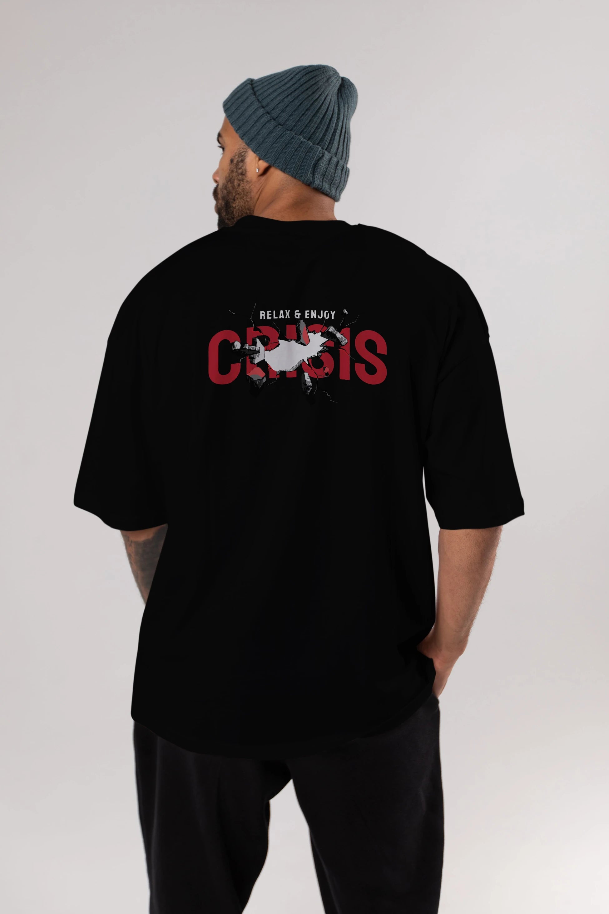 Relax and Enjoy Arka Baskılı Oversize t-shirt Erkek Kadın Unisex