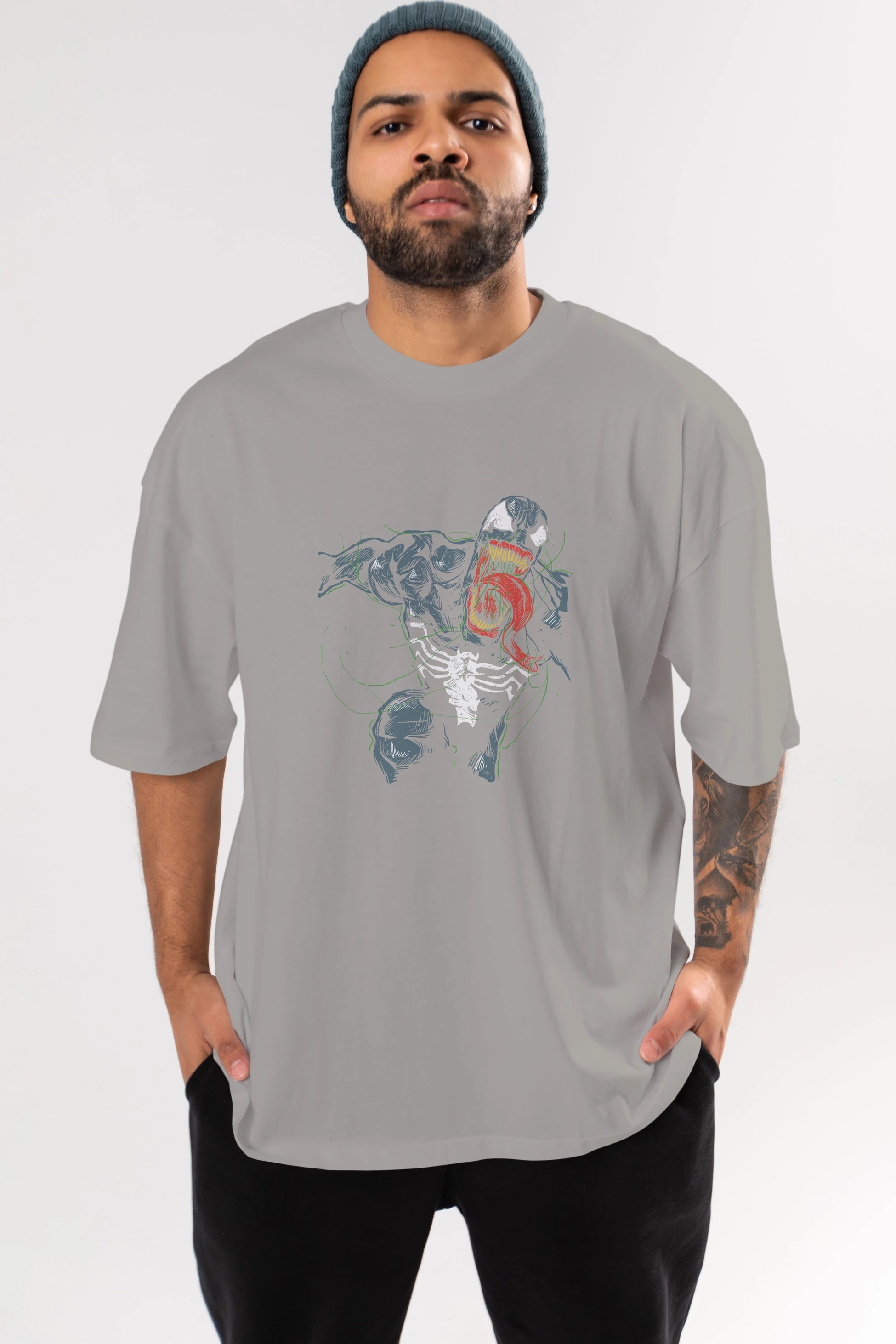 Venom (6) Ön Baskılı Oversize t-shirt Erkek Kadın Unisex %100 Pamuk Bisiklet Yaka tişort