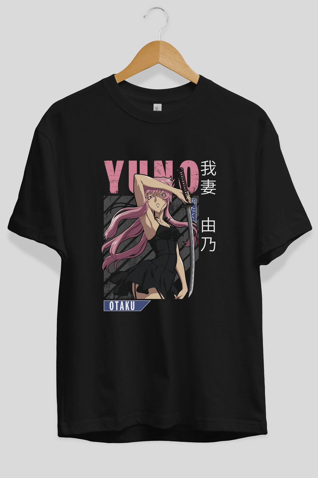 Yuno Gasai 5 Anime Ön Baskılı Oversize t-shirt %100 pamuk Erkek Kadın Unisex