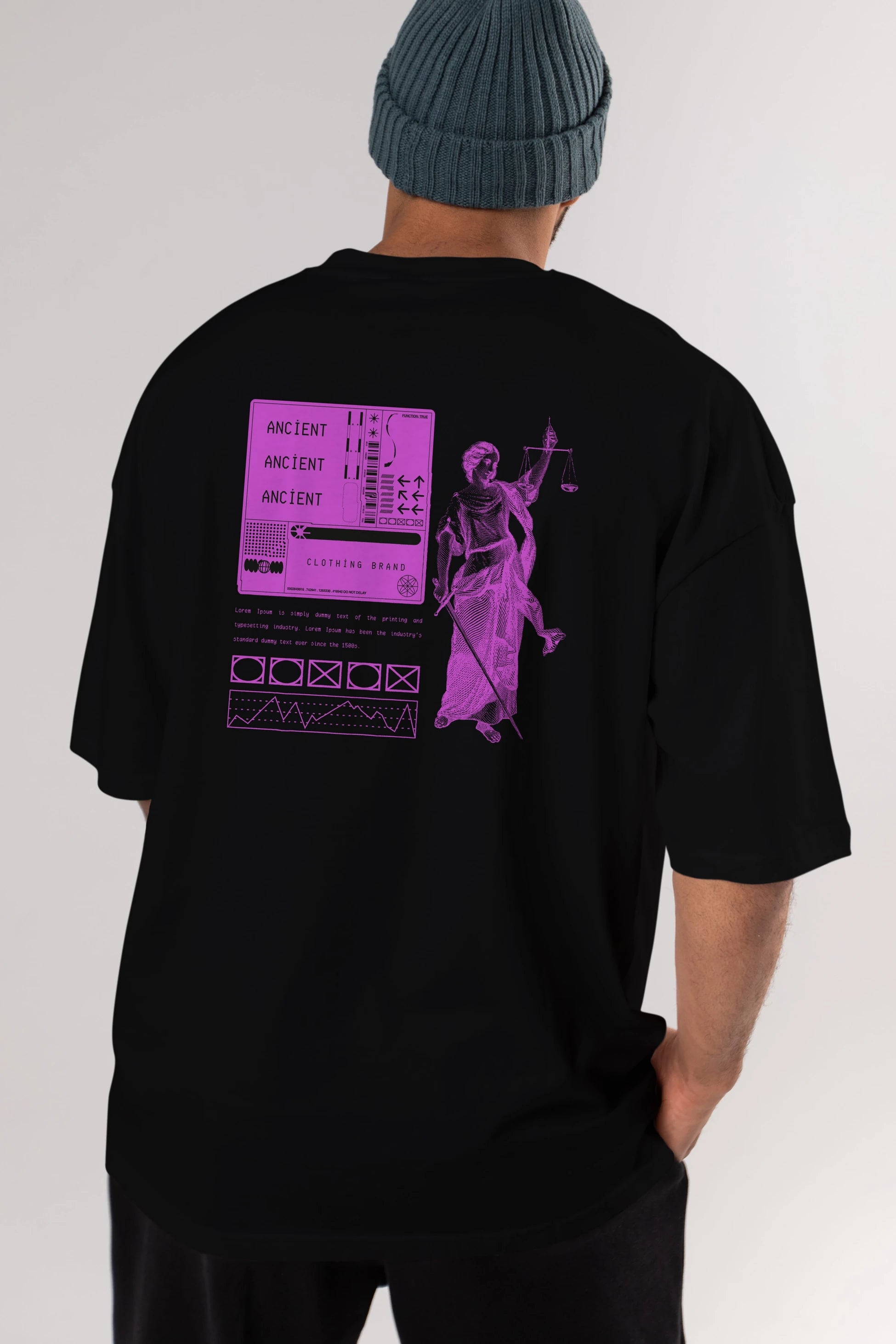 Ancient Streetwear Arka Baskılı Oversize t-shirt Erkek Kadın Unisex