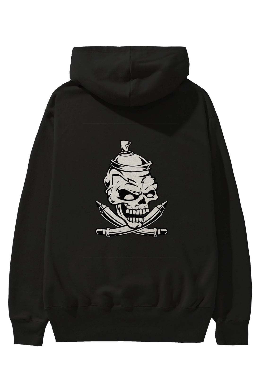 Skull Grafity Arka Baskılı Hoodie Oversize Kapüşonlu Sweatshirt Erkek Kadın Unisex