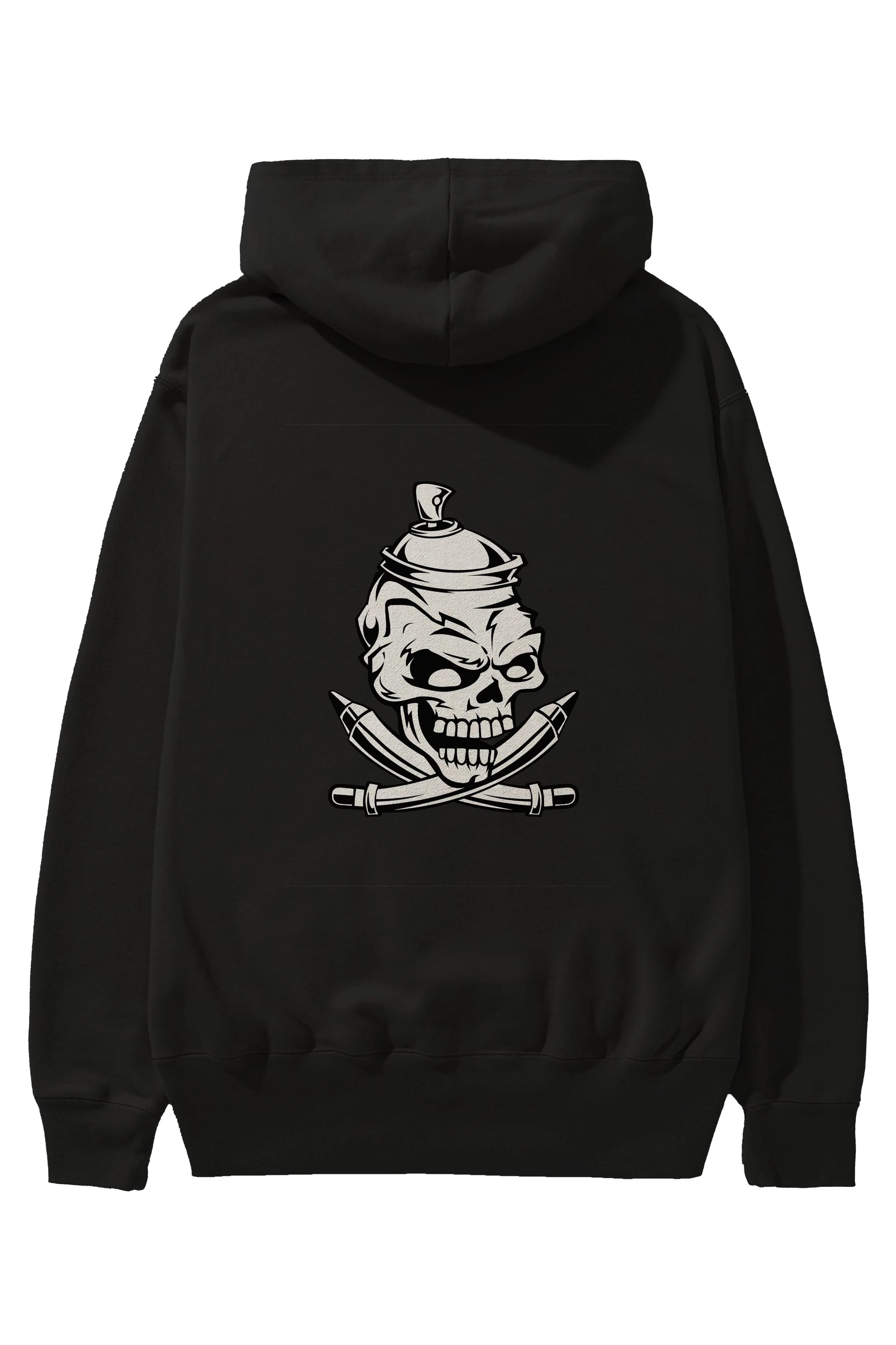 Skull Grafity Arka Baskılı Hoodie Oversize Kapüşonlu Sweatshirt Erkek Kadın Unisex