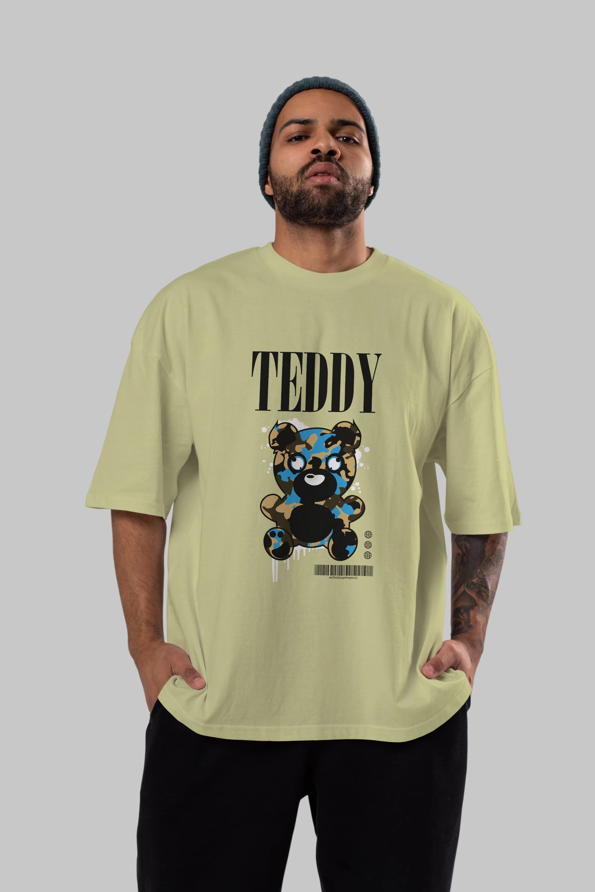 Teddy Bear Streetwear Ön Baskılı Oversize t-shirt Erkek Kadın Unisex