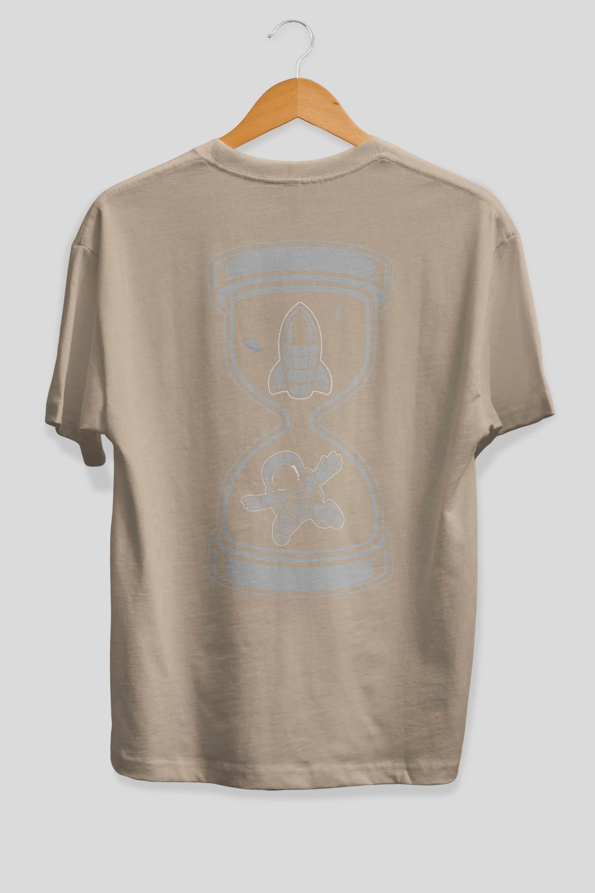 Astronaut Time Arka Baskılı Oversize t-shirt Erkek Kadın Unisex