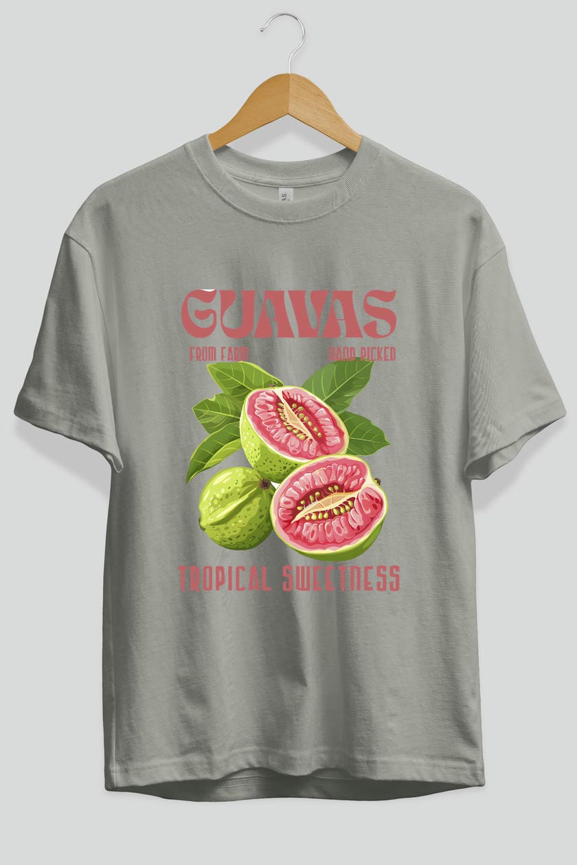 Guavas Ön Baskılı Oversize t-shirt Erkek Kadın Pamuk Bisiklet Yaka tişort