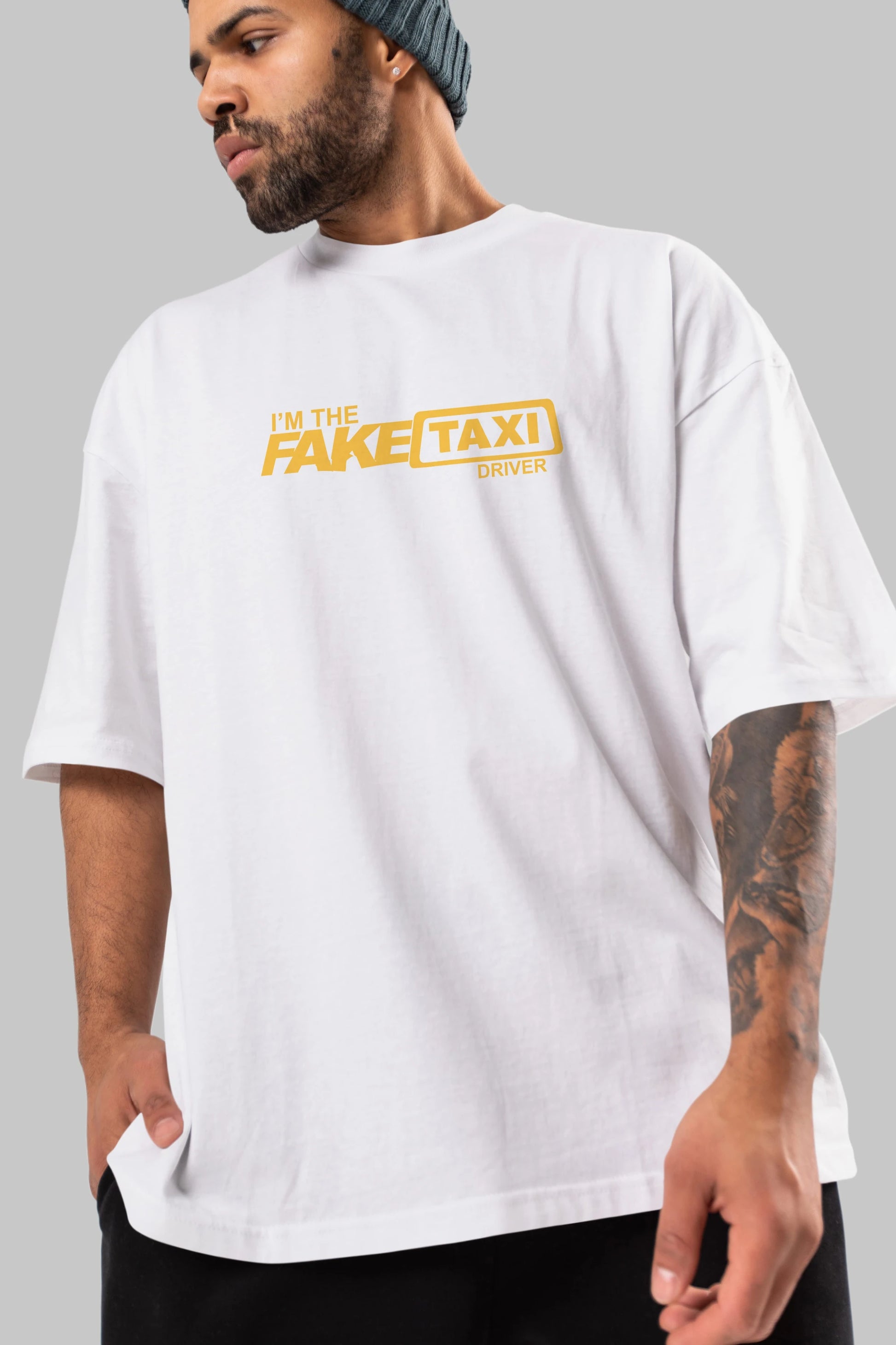 I m The Fake Taxi Ön Baskılı Oversize t-shirt %100 pamuk Erkek Kadın Unisex