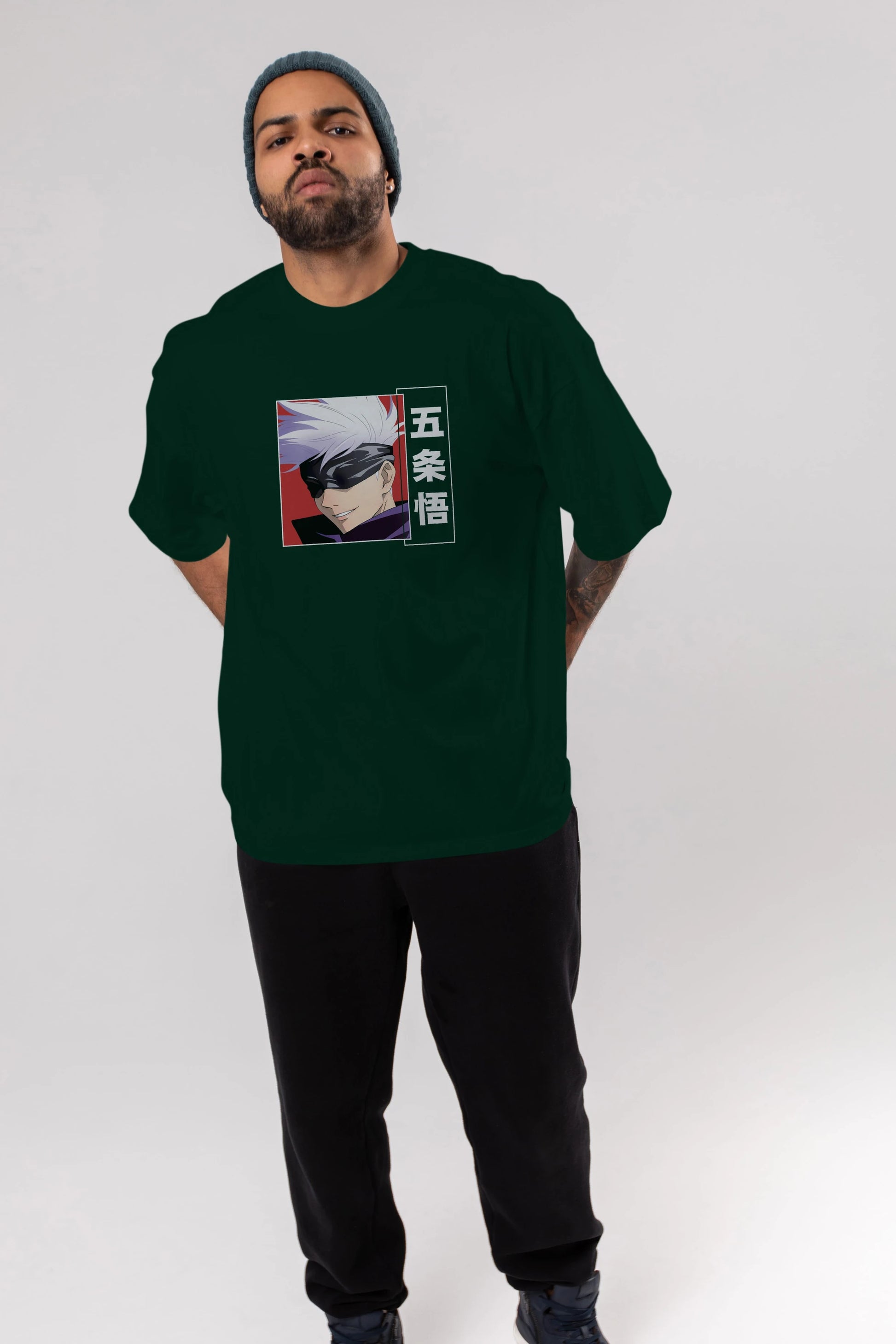 SATORU GOJO Anime Ön Baskılı Oversize t-shirt %100 pamuk Erkek Kadın Unisex