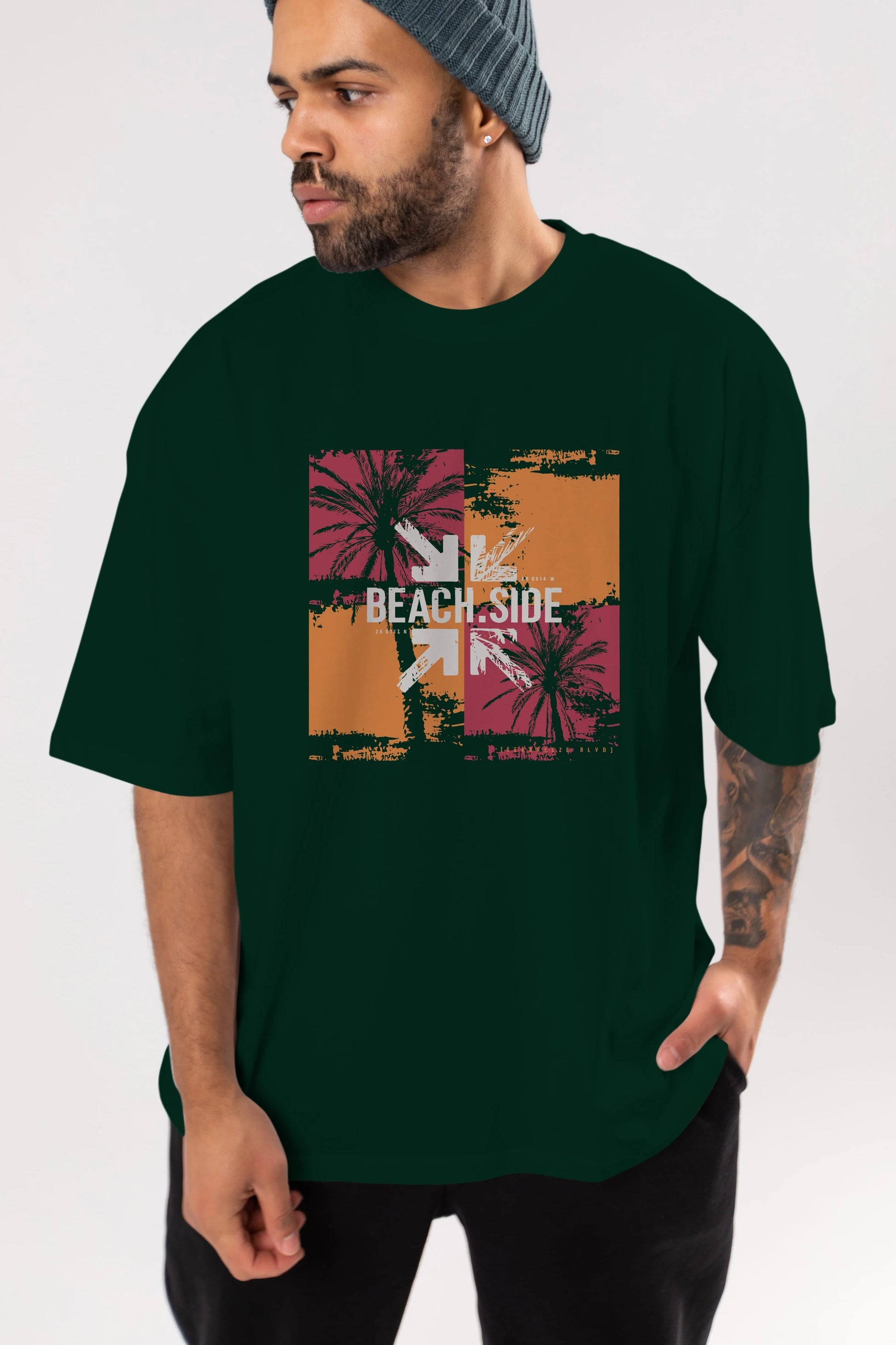 Beach Side Ön Baskılı Oversize t-shirt Erkek Kadın Unisex
