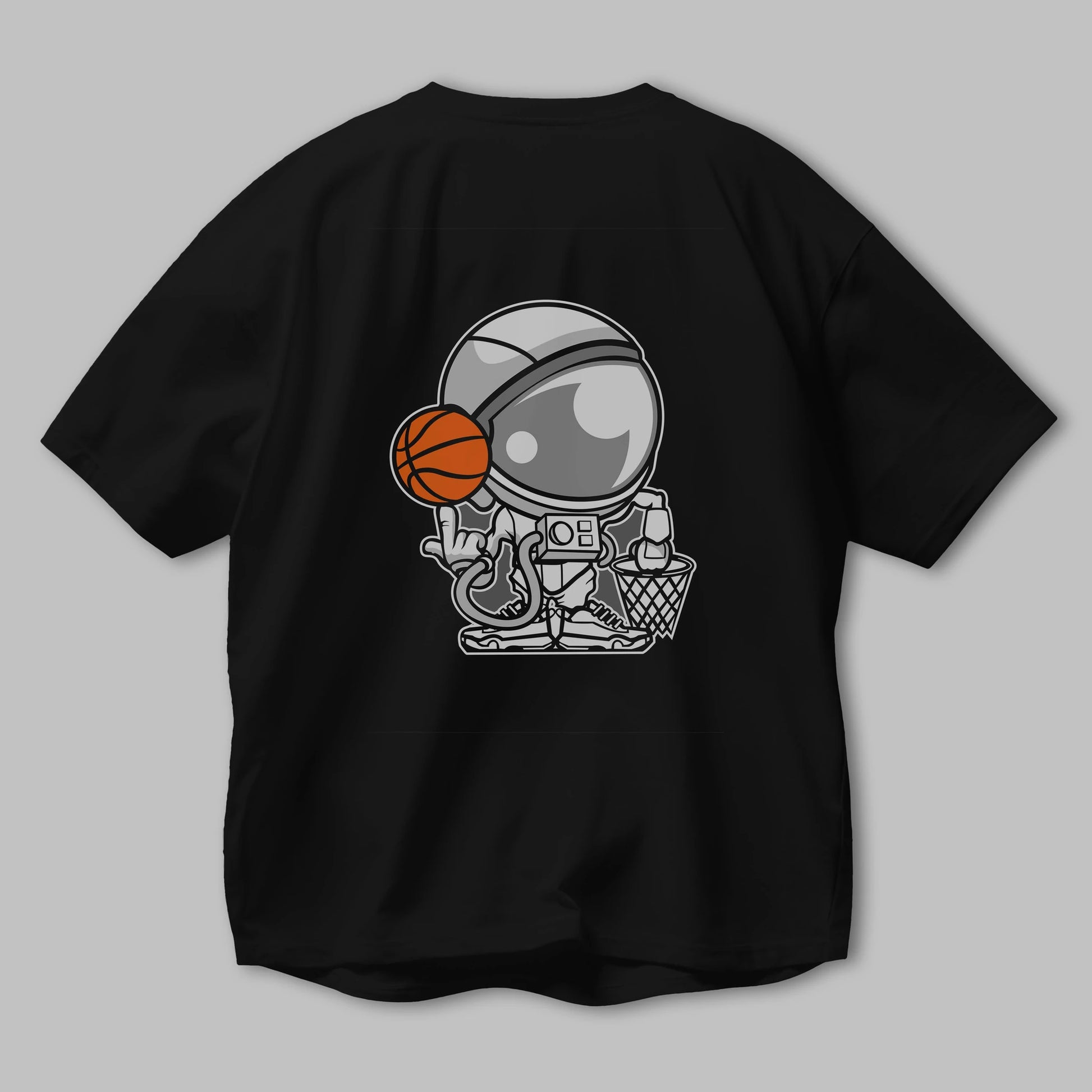 Astronaut Basketball Arka Baskılı Oversize t-shirt Erkek Kadın Unisex %100 Pamuk tişort