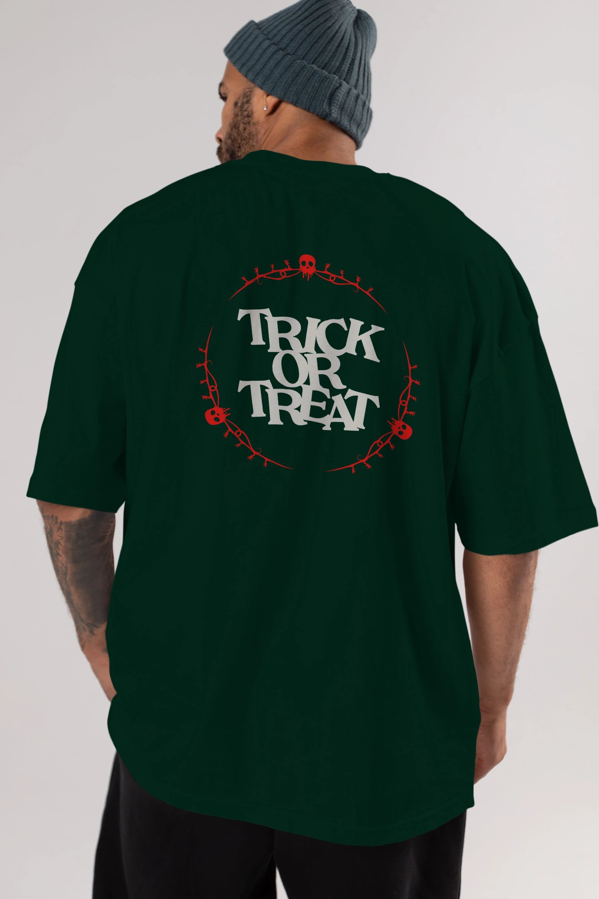 Trick or Treat Yazılı Arka Baskılı Oversize t-shirt Erkek Kadın Unisex