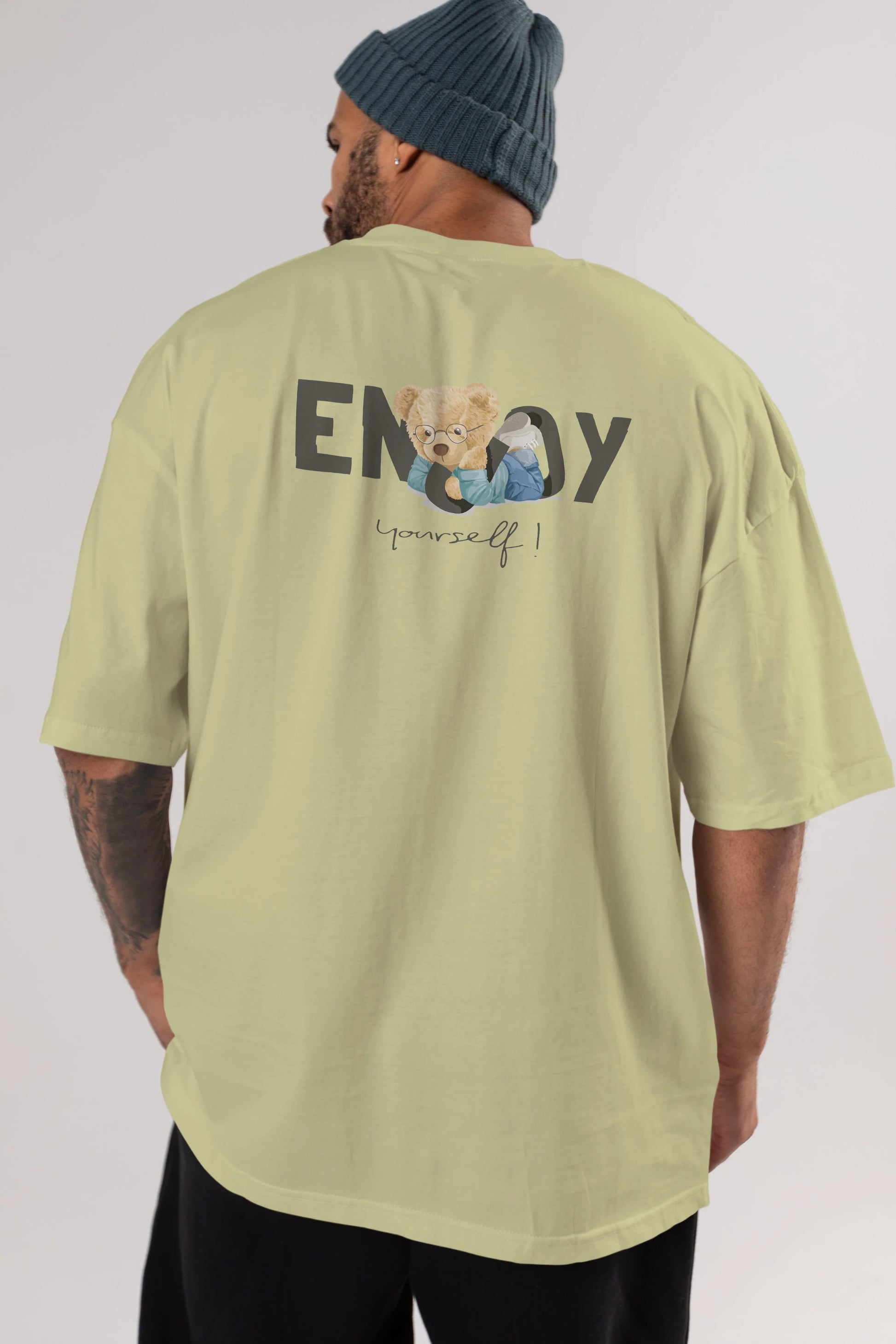 Teddy Bear Yourself Arka Baskılı Oversize t-shirt Erkek Kadın Unisex %100 Pamuk